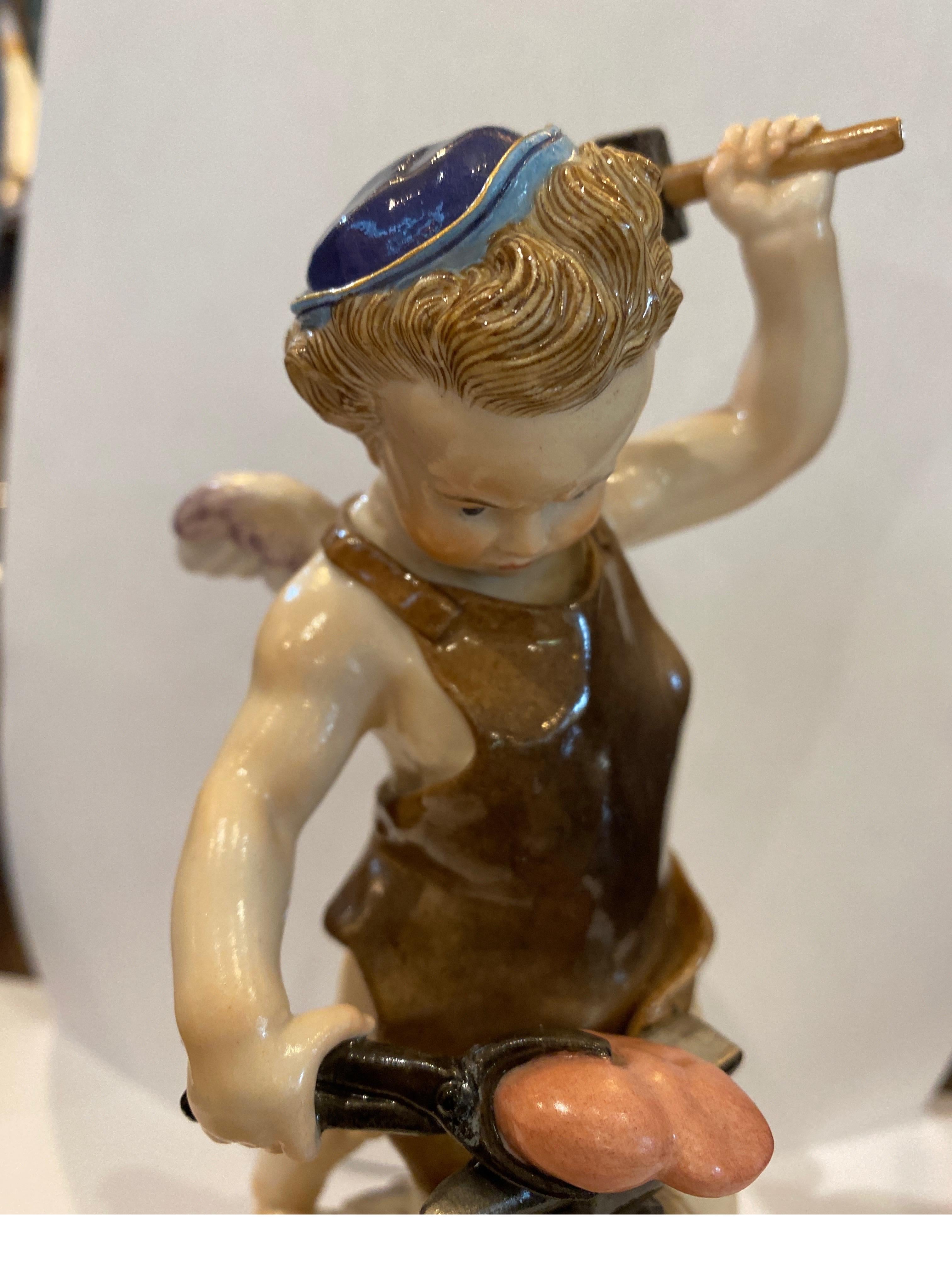 19th Century Meissen Putti Blacksmith In Excellent Condition In Lambertville, NJ