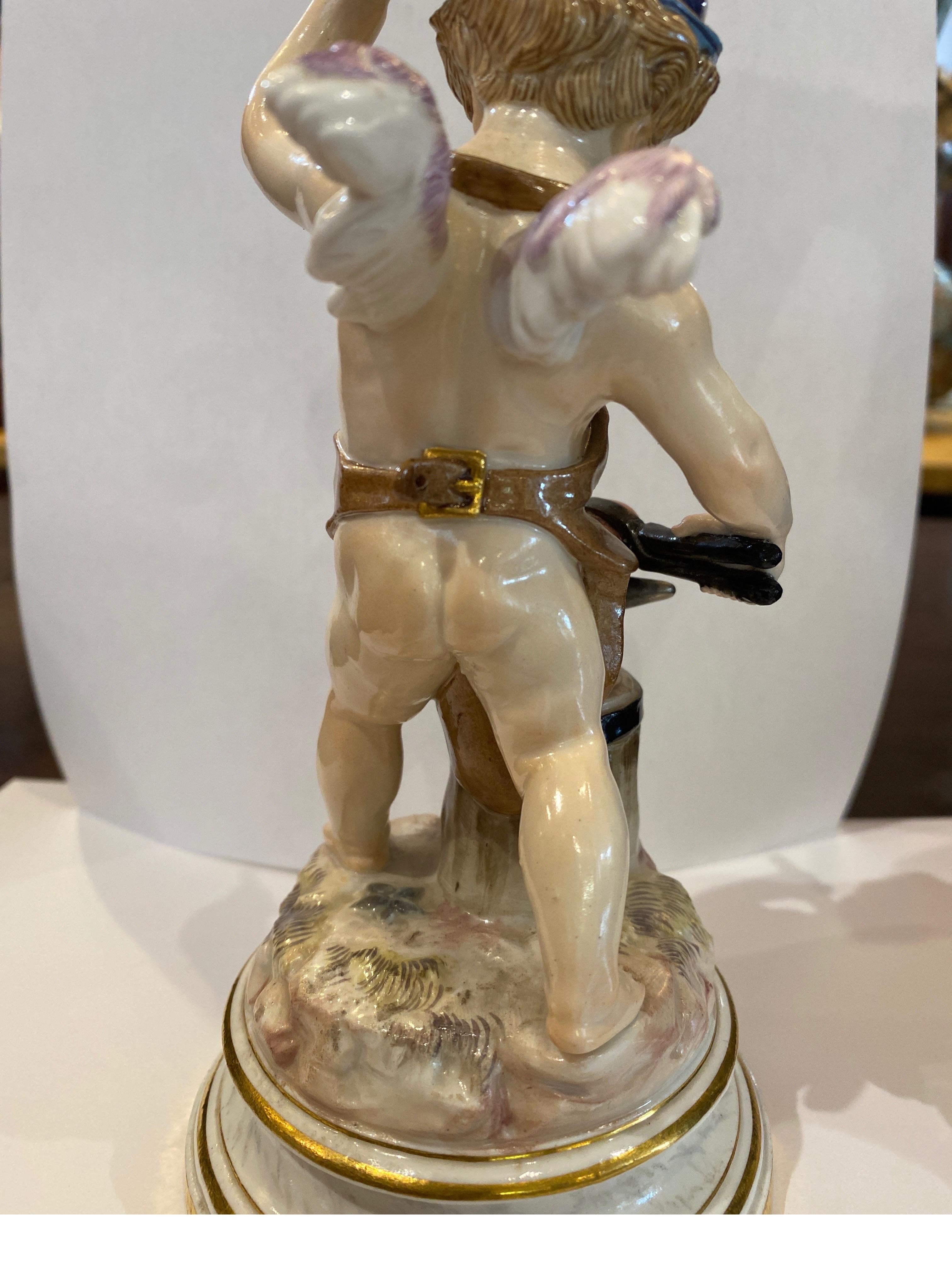 Porcelain 19th Century Meissen Putti Blacksmith