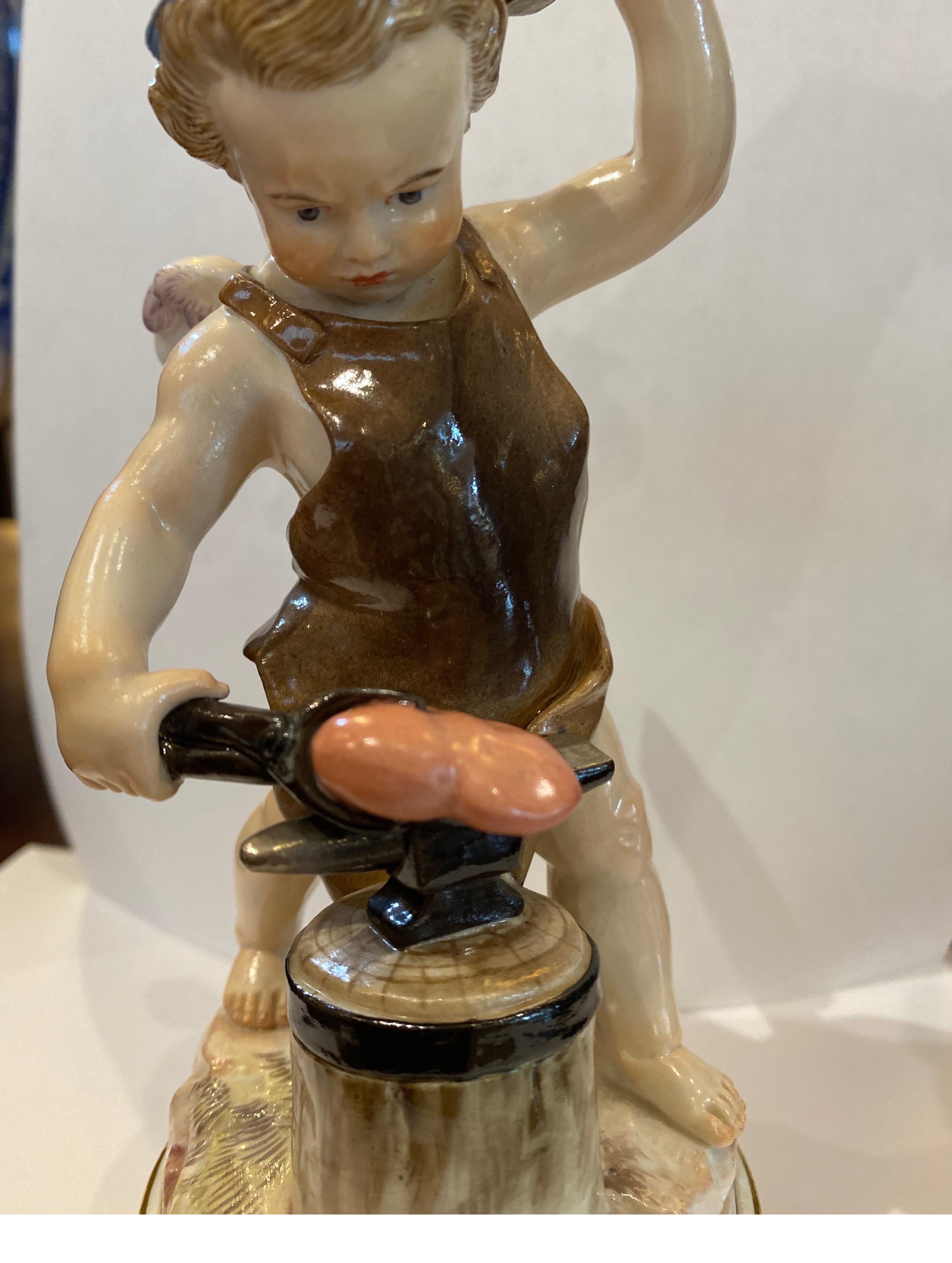 19th Century Meissen Putti Blacksmith 2