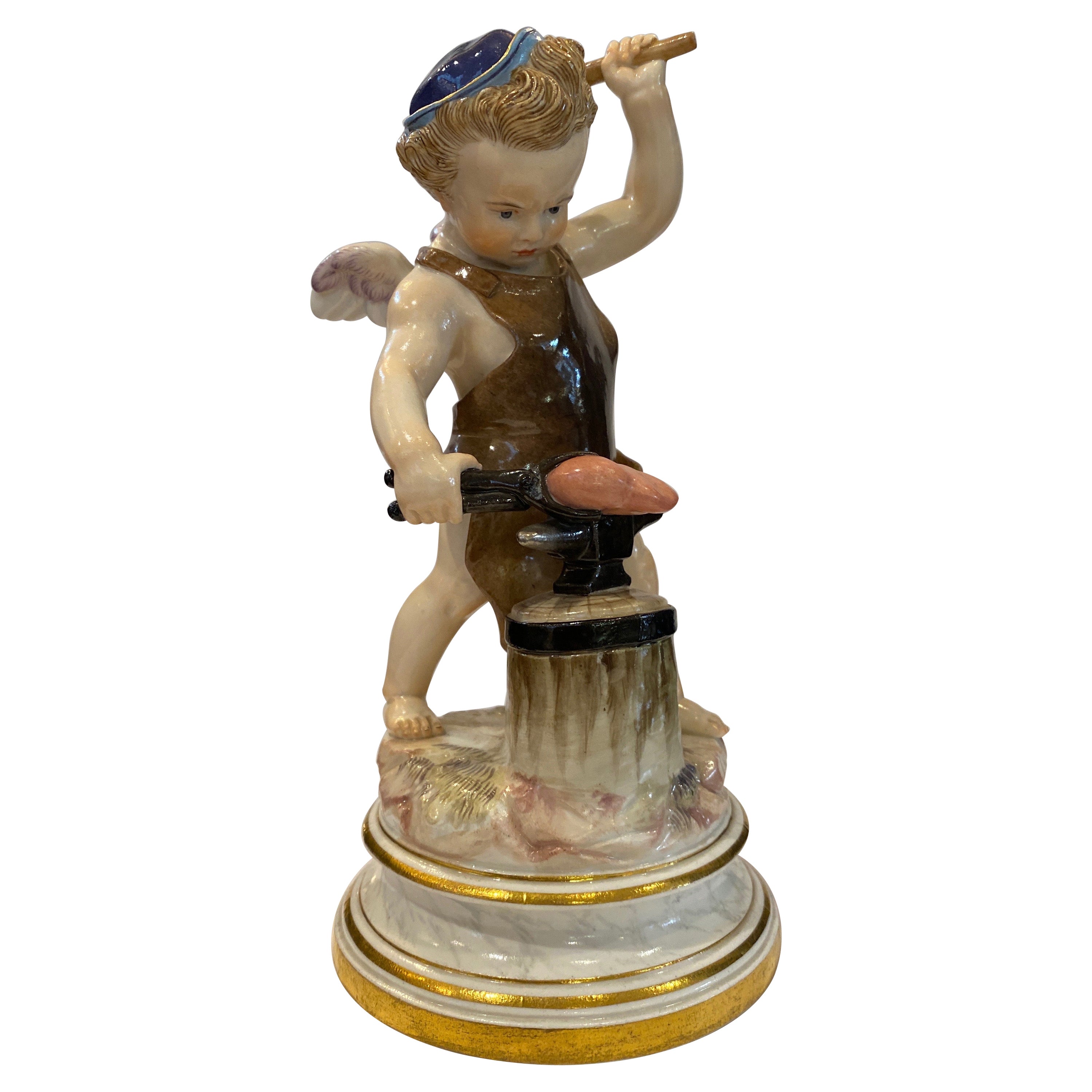 19th Century Meissen Putti Blacksmith