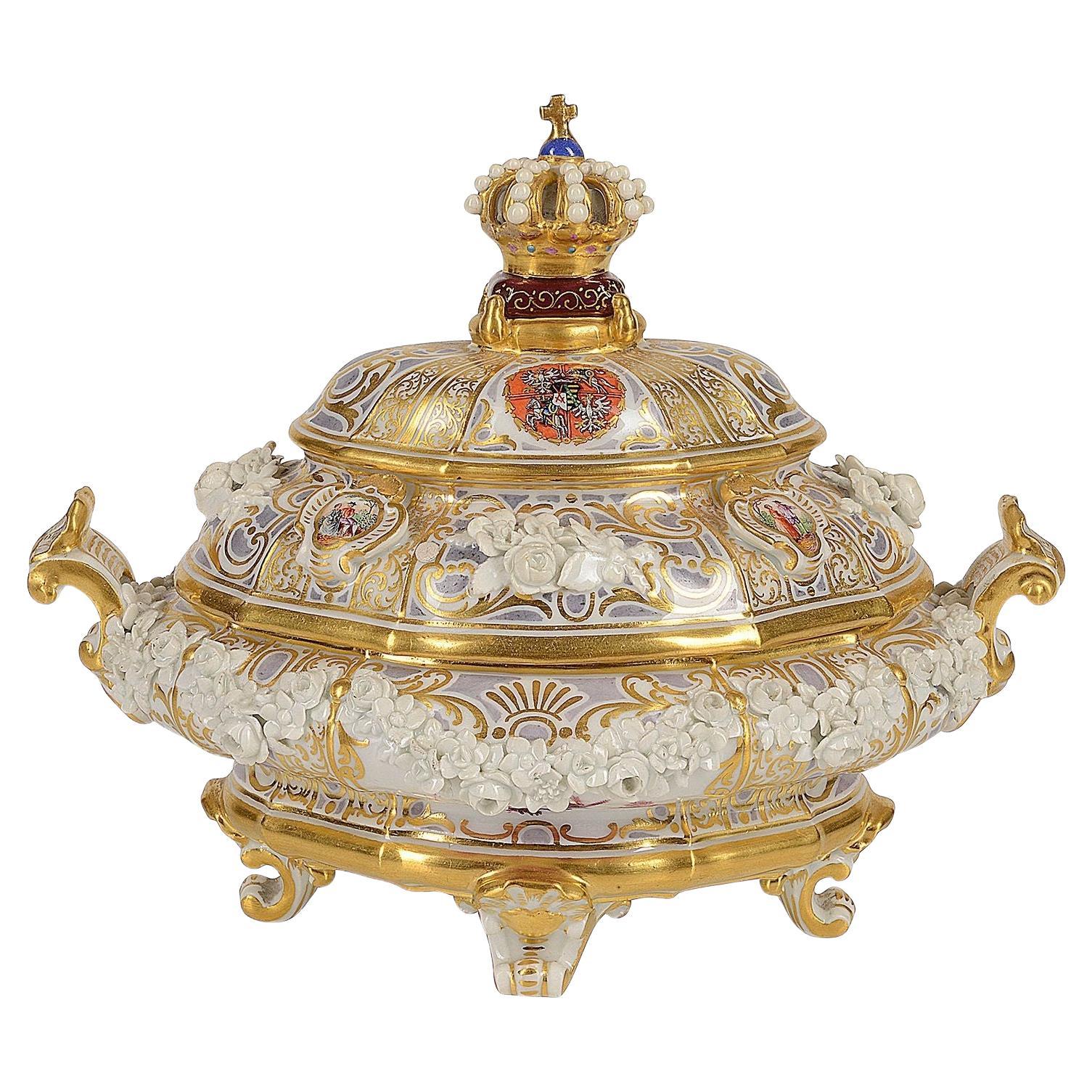 19th Century style Meissen Tureen with family crest.