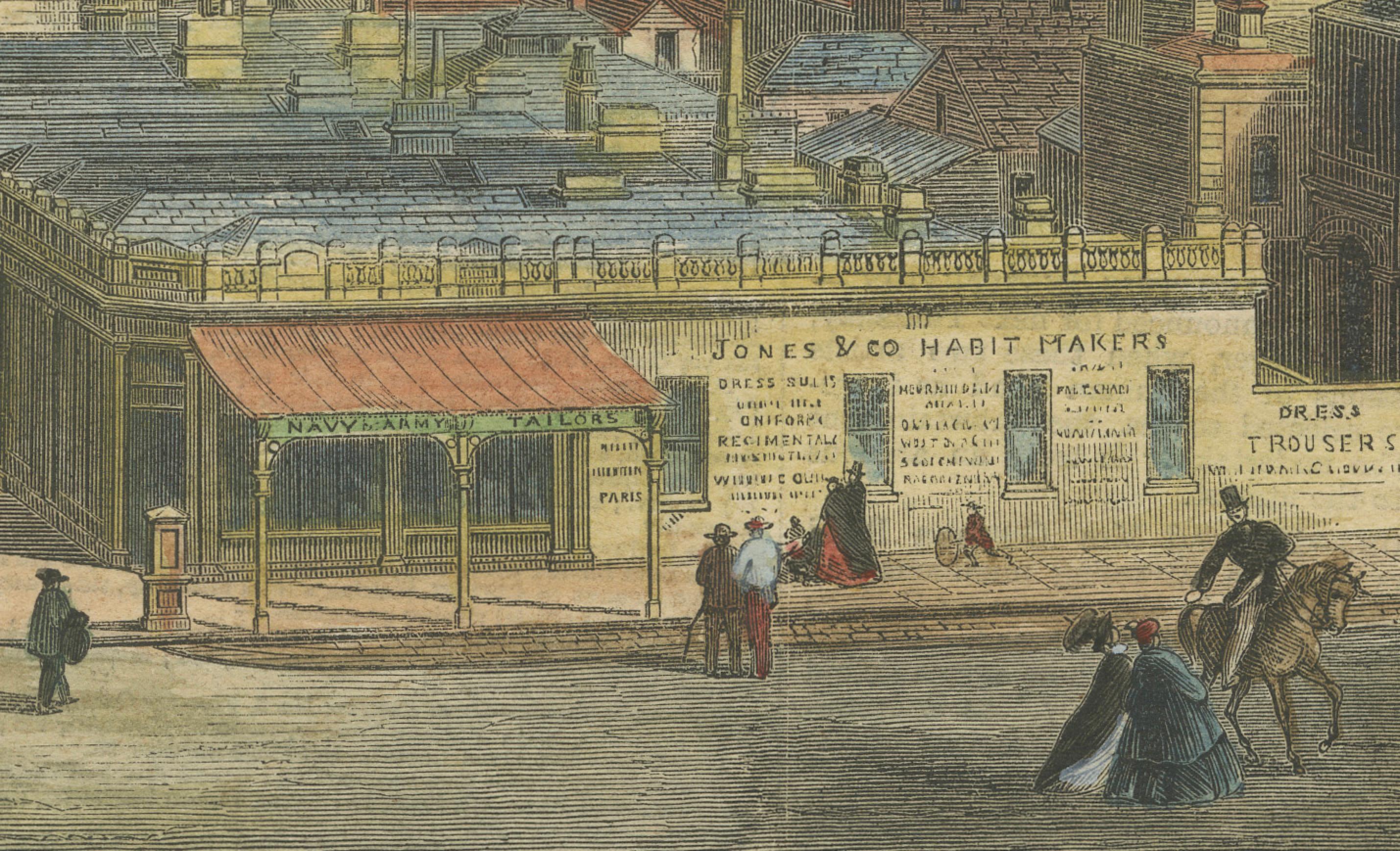 Mid-19th Century 19th Century Melbourne: Government Landmarks and Bustling Bourke Street, 1863 For Sale