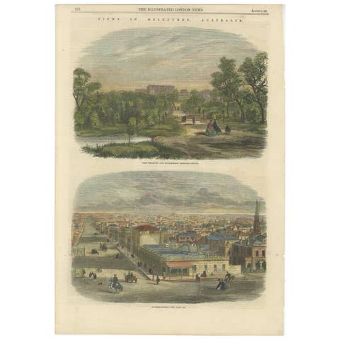 19th Century Melbourne: Government Landmarks and Bustling Bourke Street, 1863