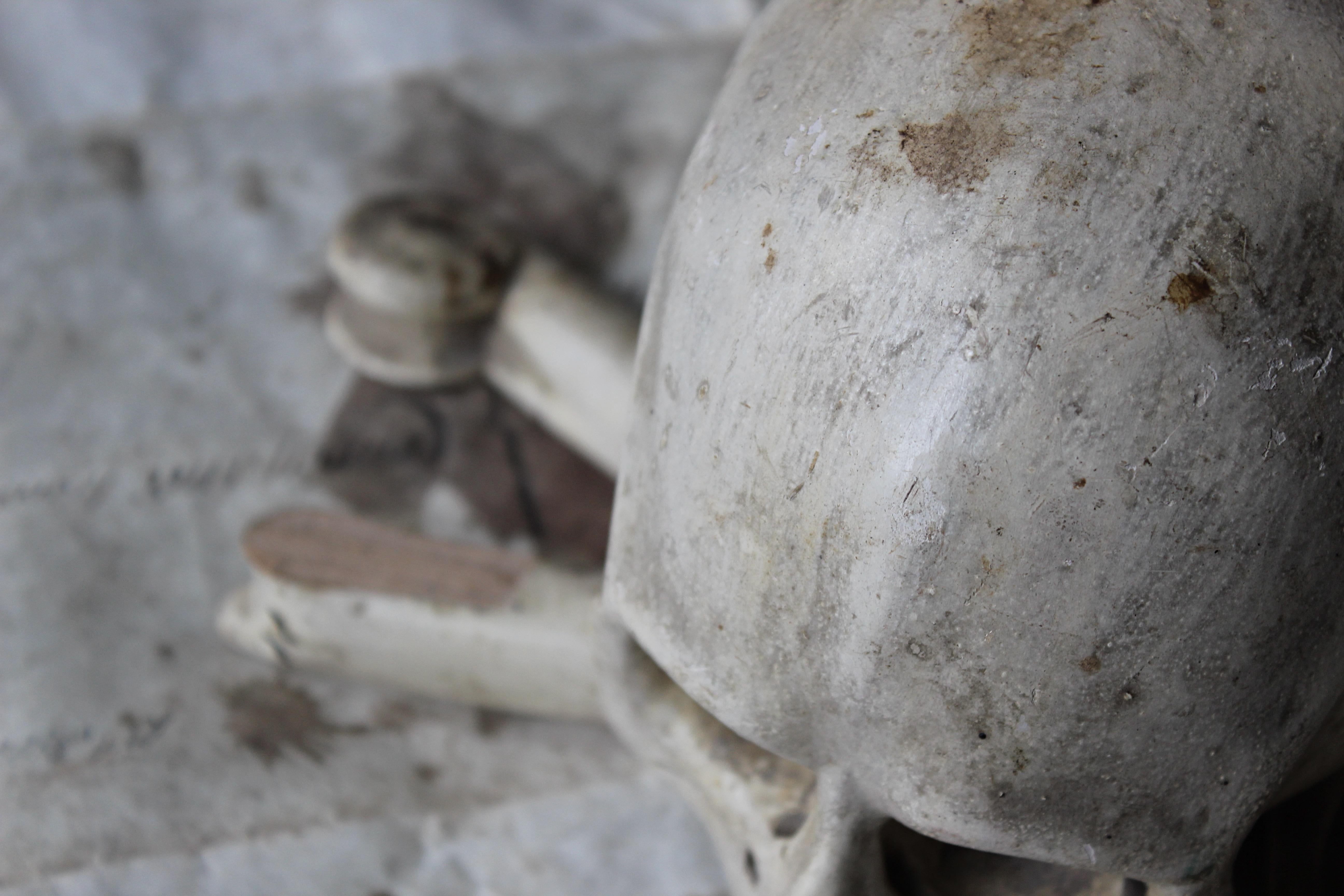 Hand-Carved 19th Century Memento Mori Carved Skull & Cross Bones  For Sale