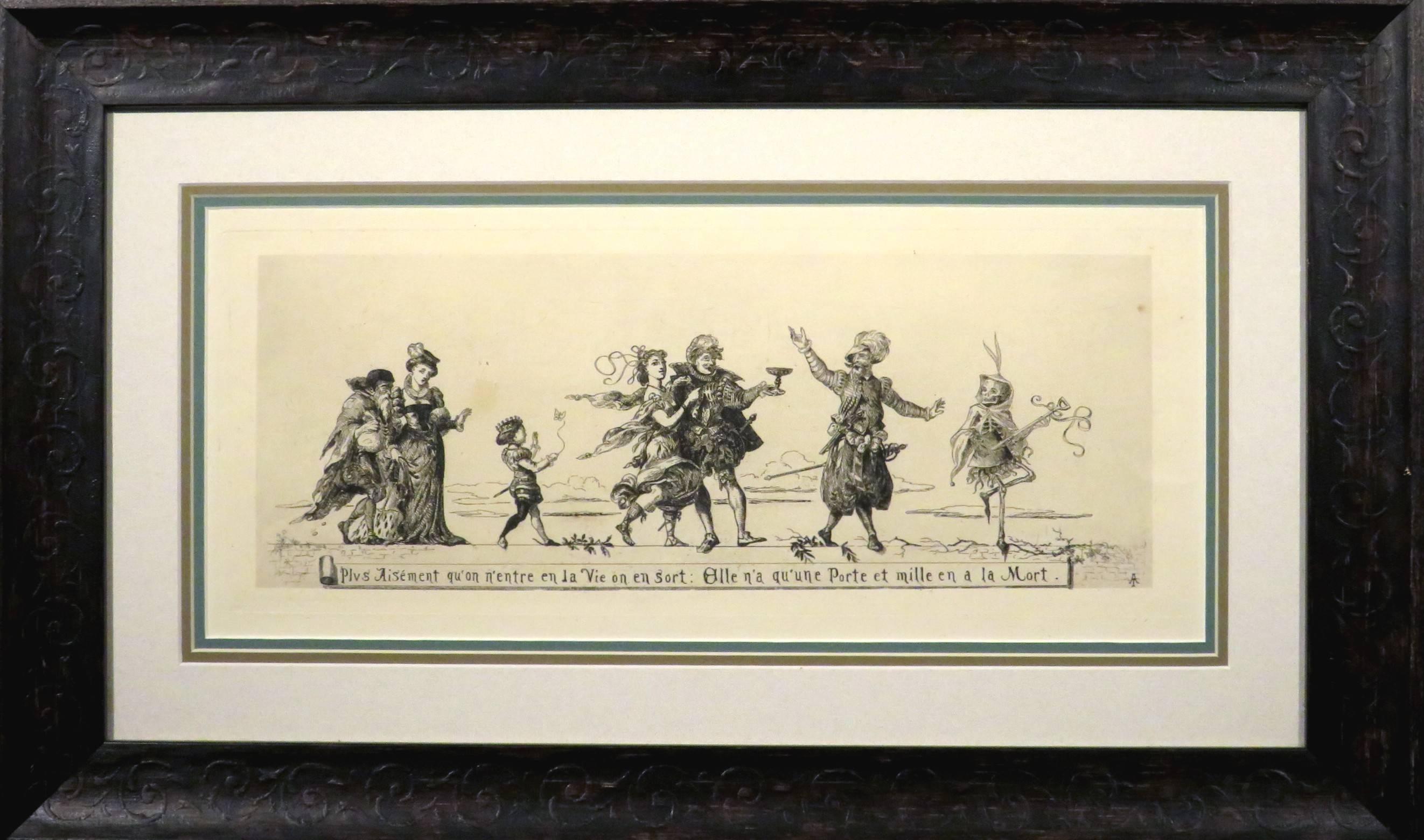 Très intéressante gravure du 19e siècle intitulée 