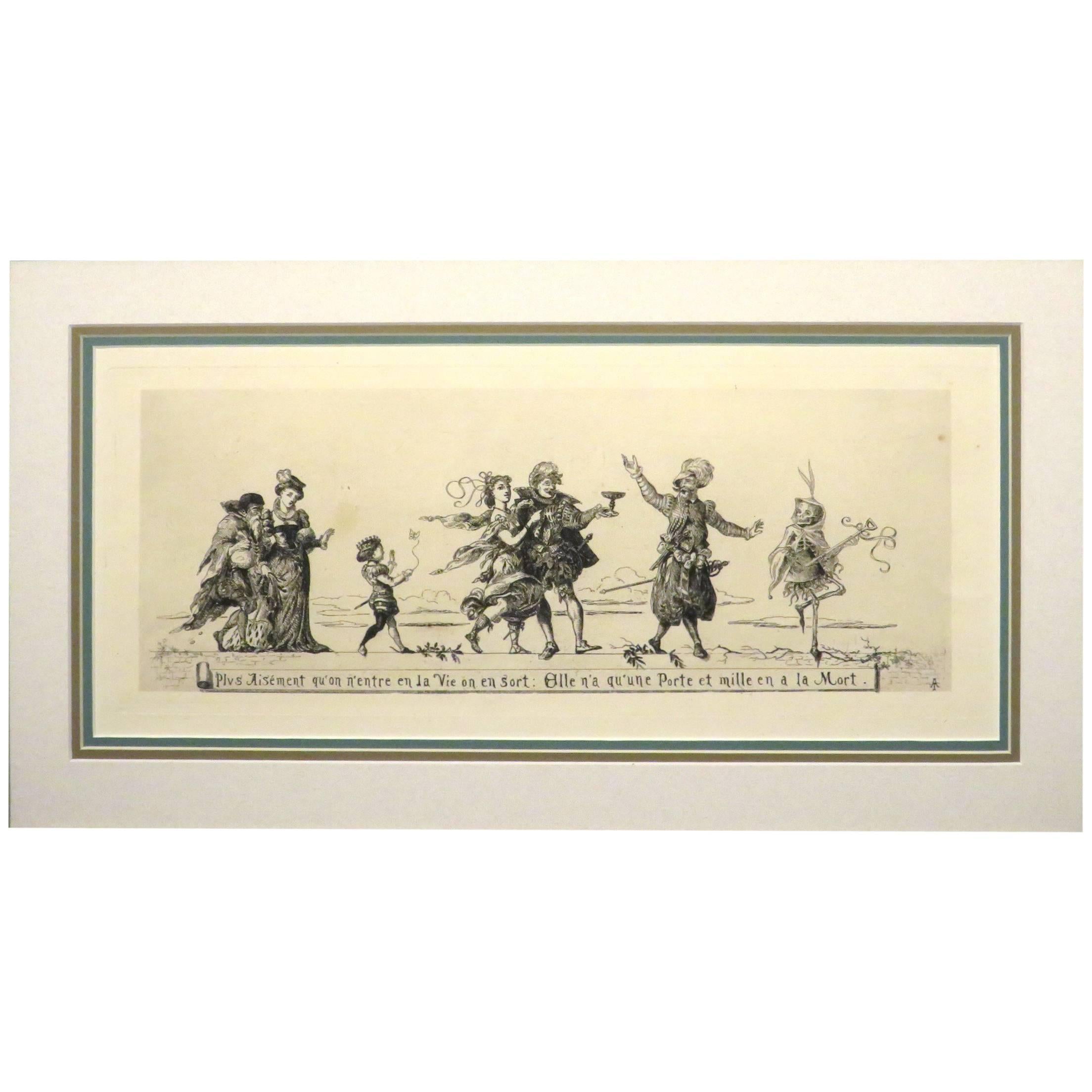 gravure du 19e siècle "Memento Mori" d'Alfred Wordsworth Thompson