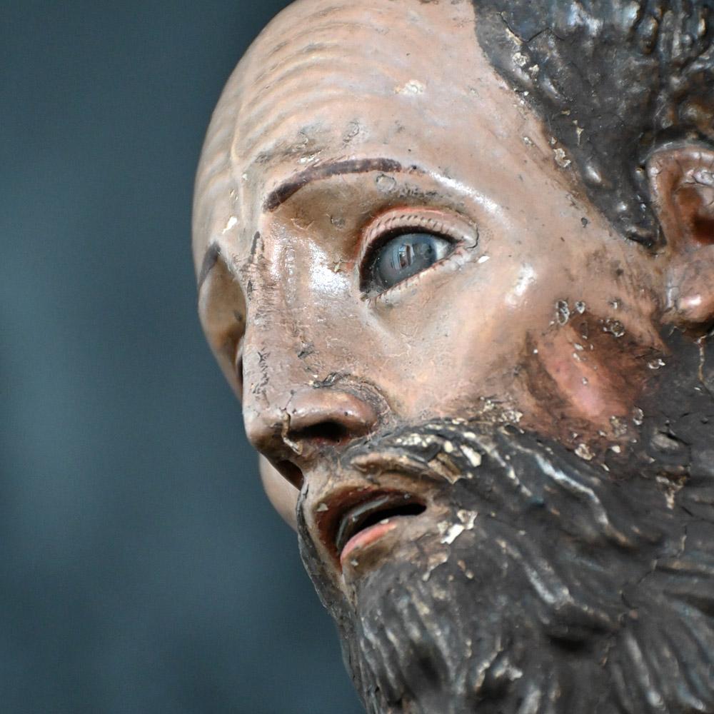 19th Century Memento Mori Glass Eyed Santos Figure For Sale at 1stDibs