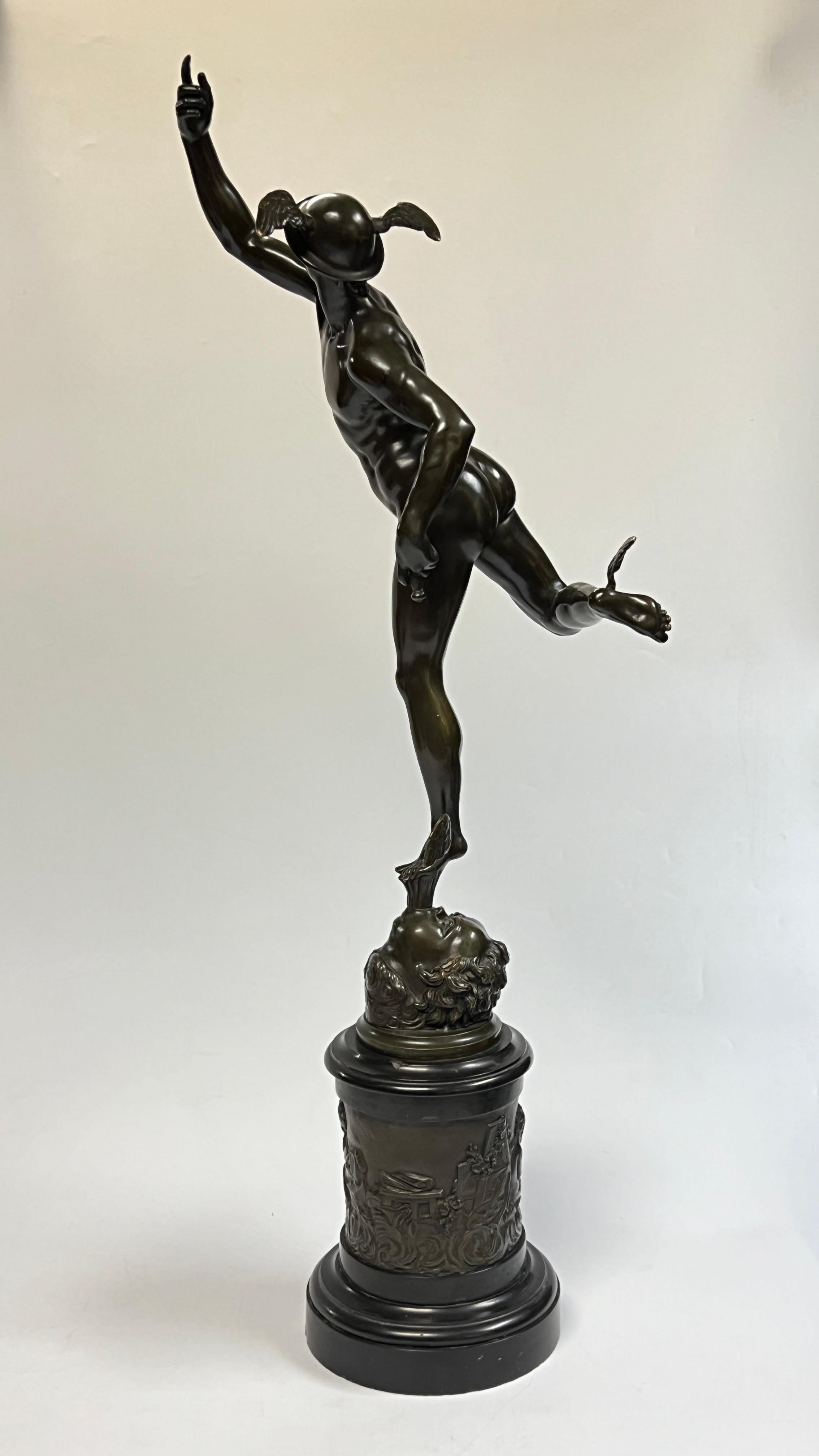 19th Century Mercury After Giambologna Grand Tour Bronze Sculpture For Sale 5