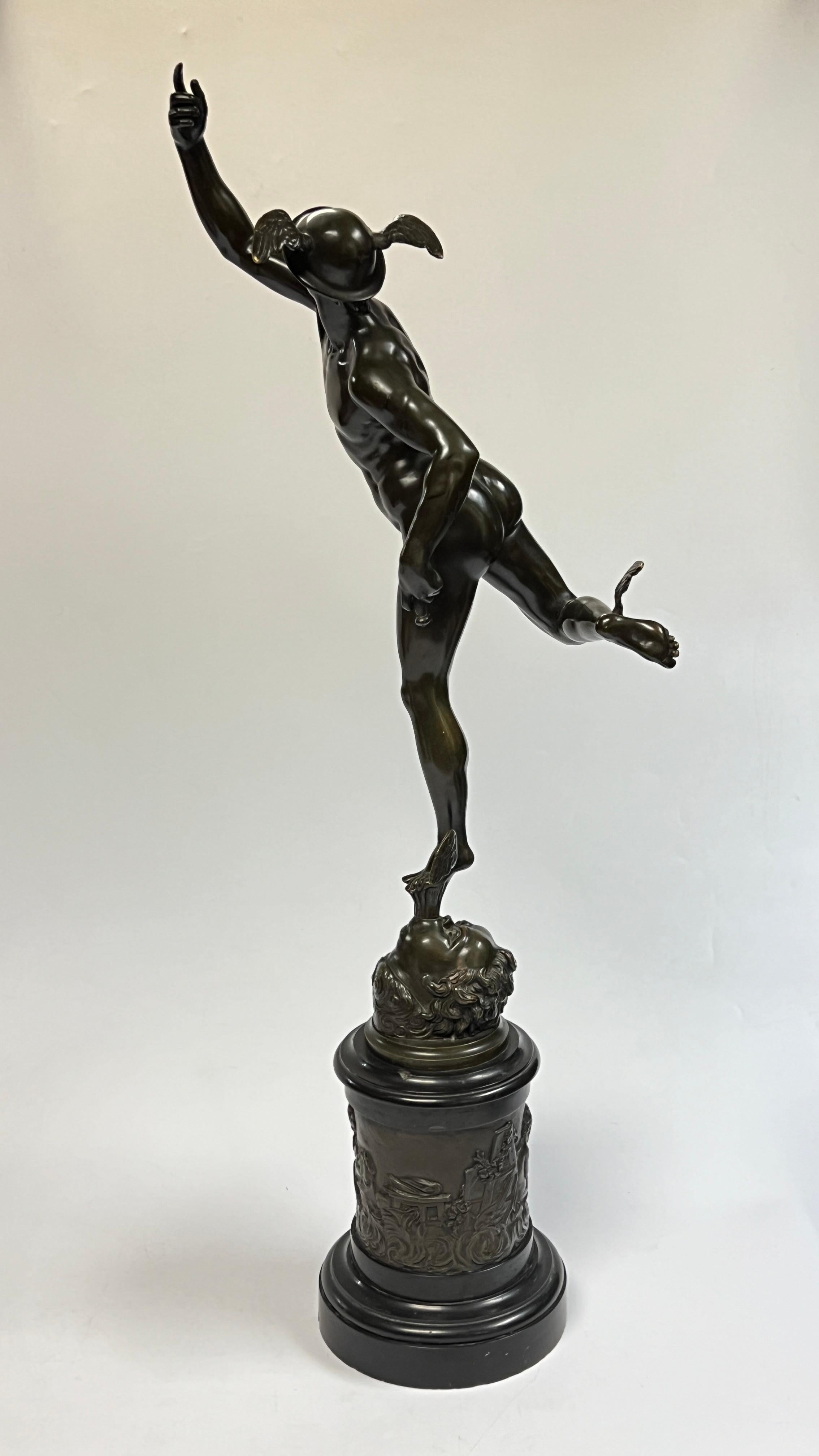 19th Century Mercury After Giambologna Grand Tour Bronze Sculpture For Sale 6