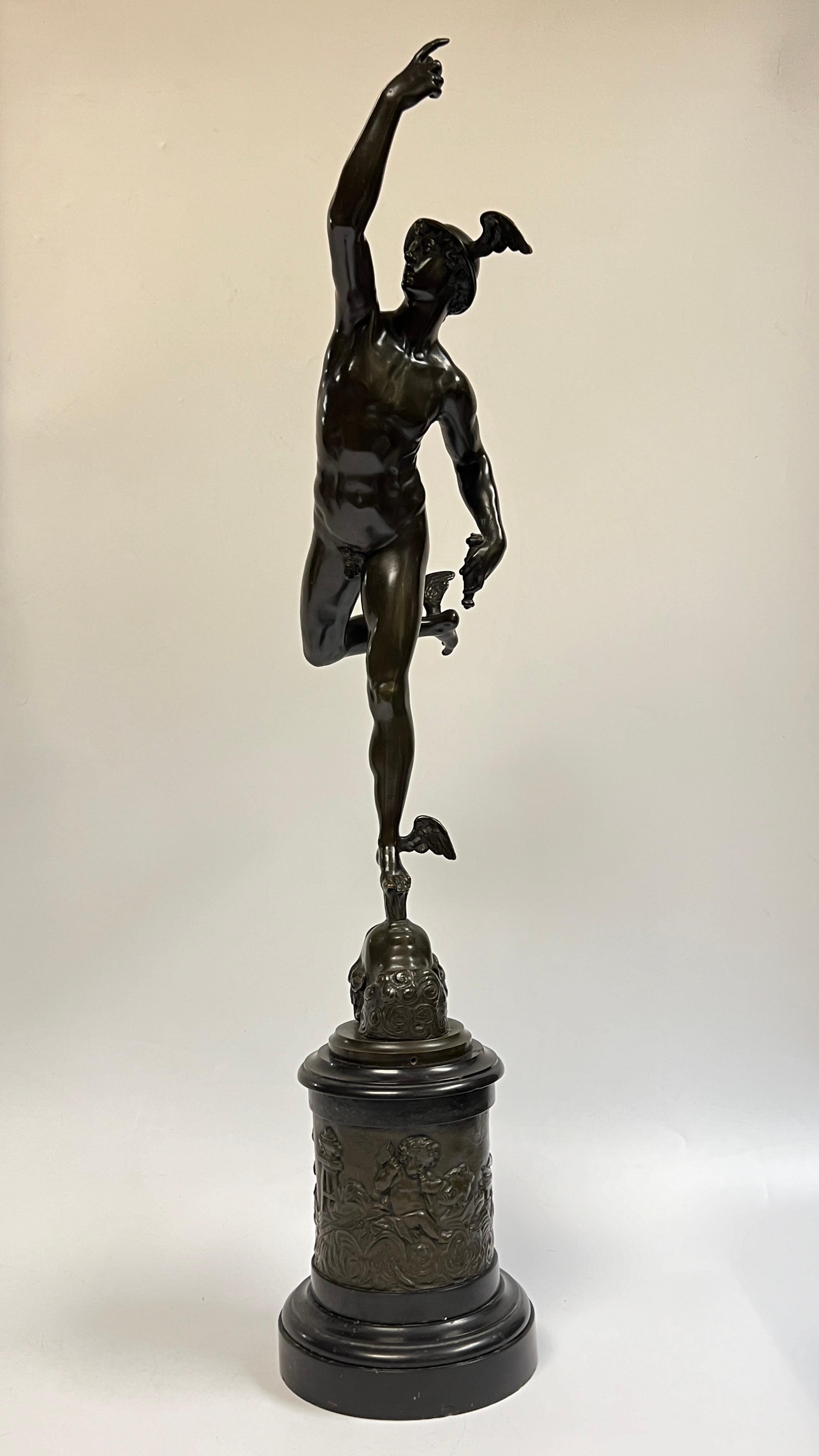 19th Century Mercury After Giambologna Grand Tour Bronze Sculpture For Sale 7