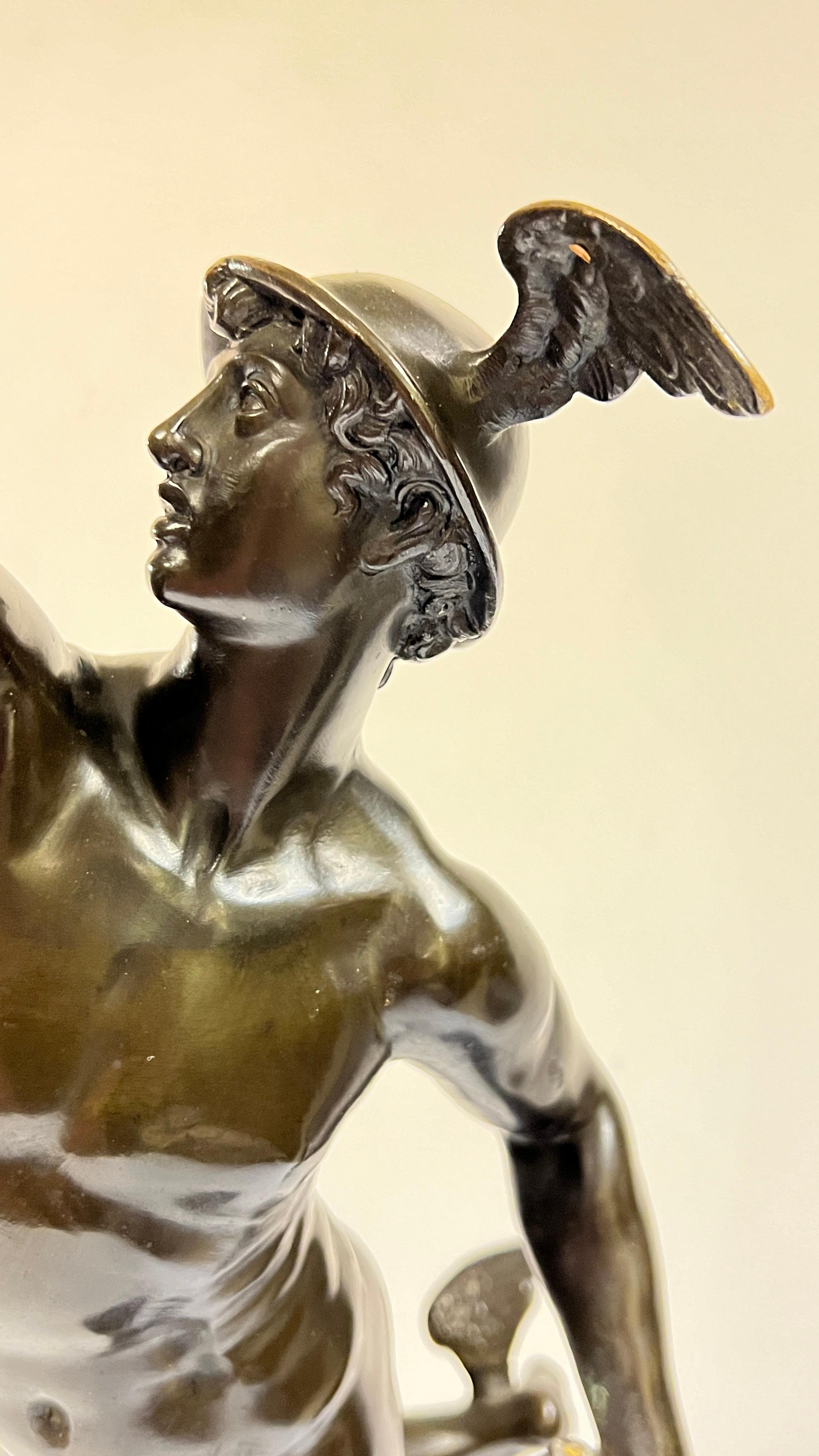 19th Century Mercury After Giambologna Grand Tour Bronze Sculpture For Sale 14