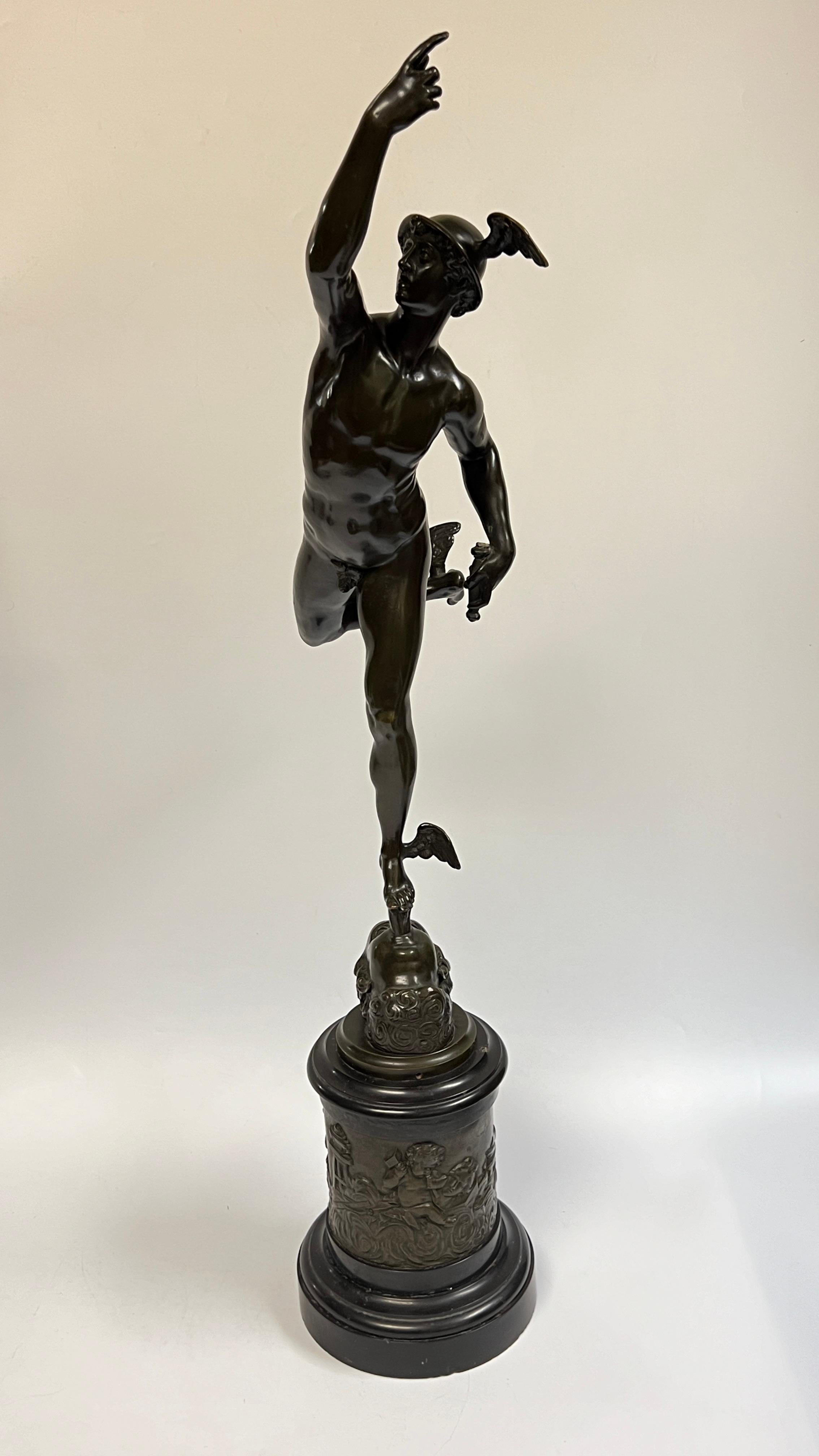Italian 19th Century Mercury After Giambologna Grand Tour Bronze Sculpture For Sale