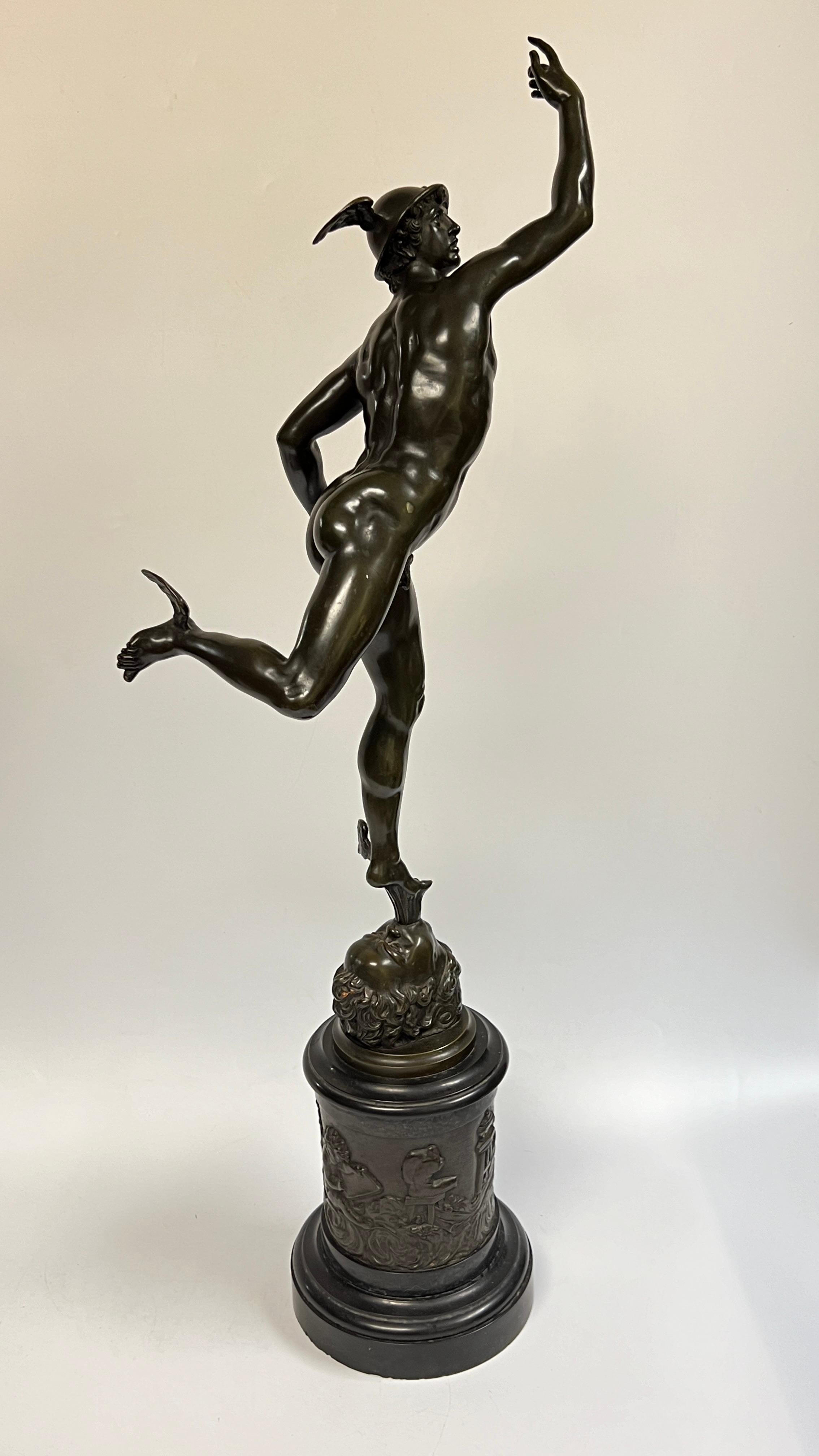 19th Century Mercury After Giambologna Grand Tour Bronze Sculpture For Sale 1