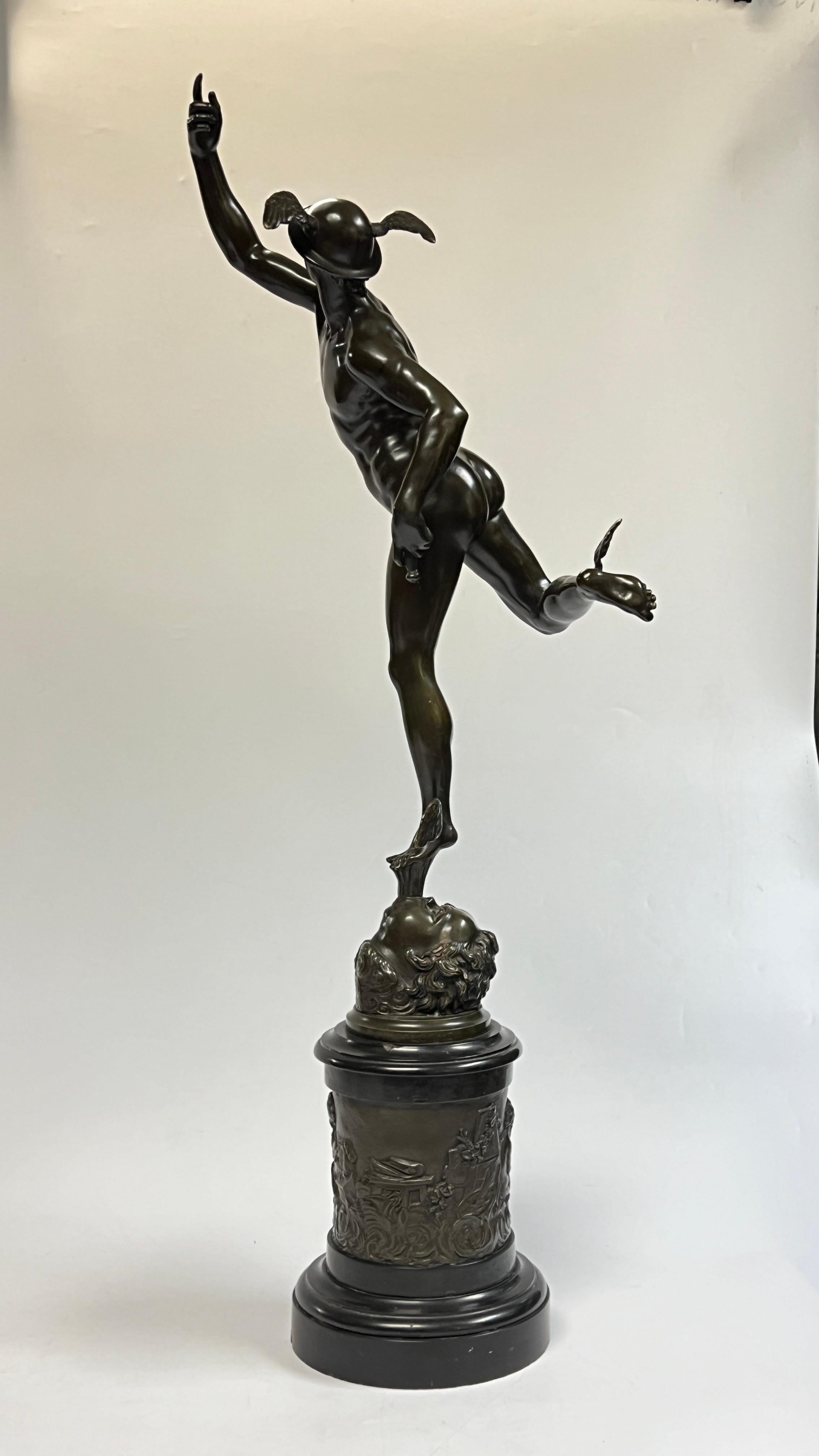 19th Century Mercury After Giambologna Grand Tour Bronze Sculpture For Sale 4