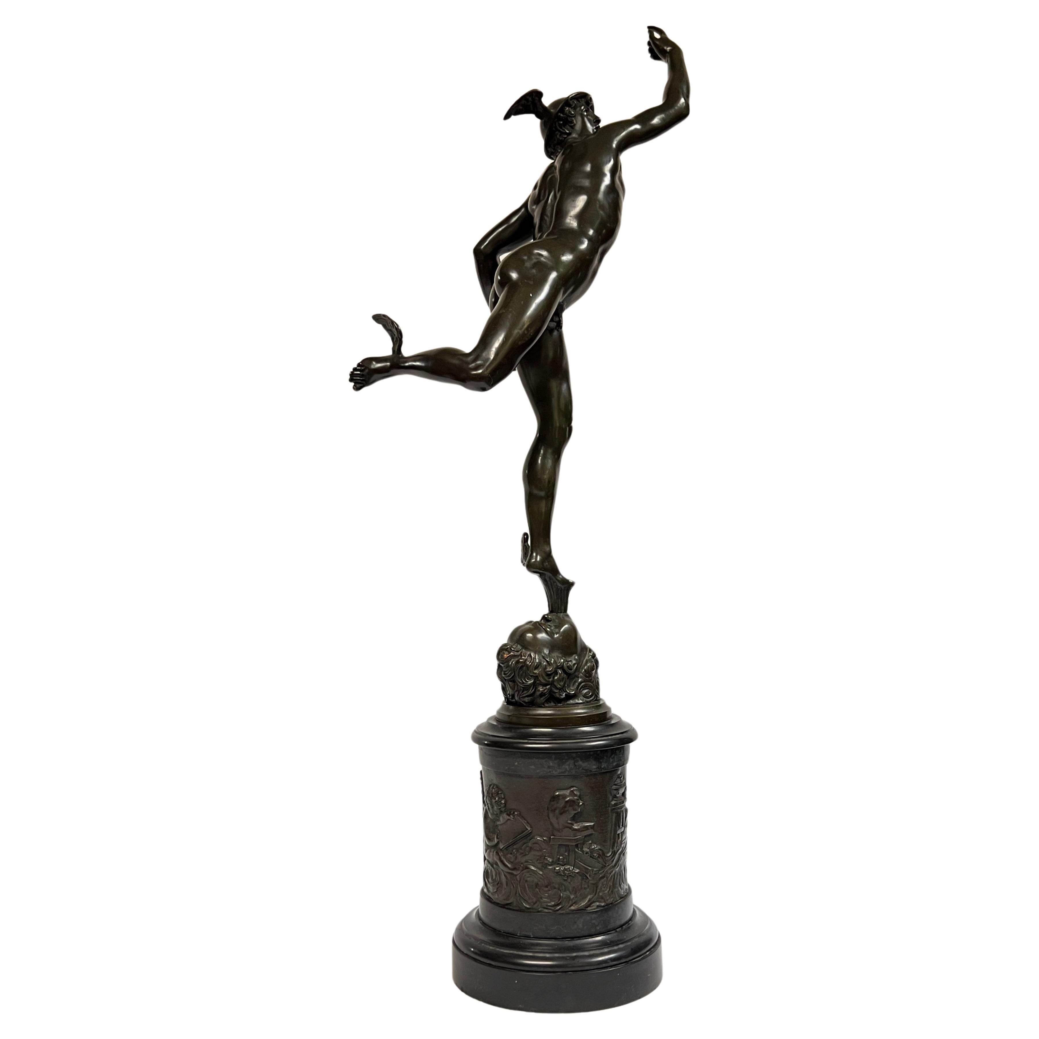 Bronzeskulptur „ Mercury nach Giambologna Grand Tour“ aus dem 19. Jahrhundert