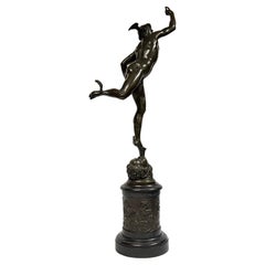 Antique 19th Century Mercury After Giambologna Grand Tour Bronze Sculpture