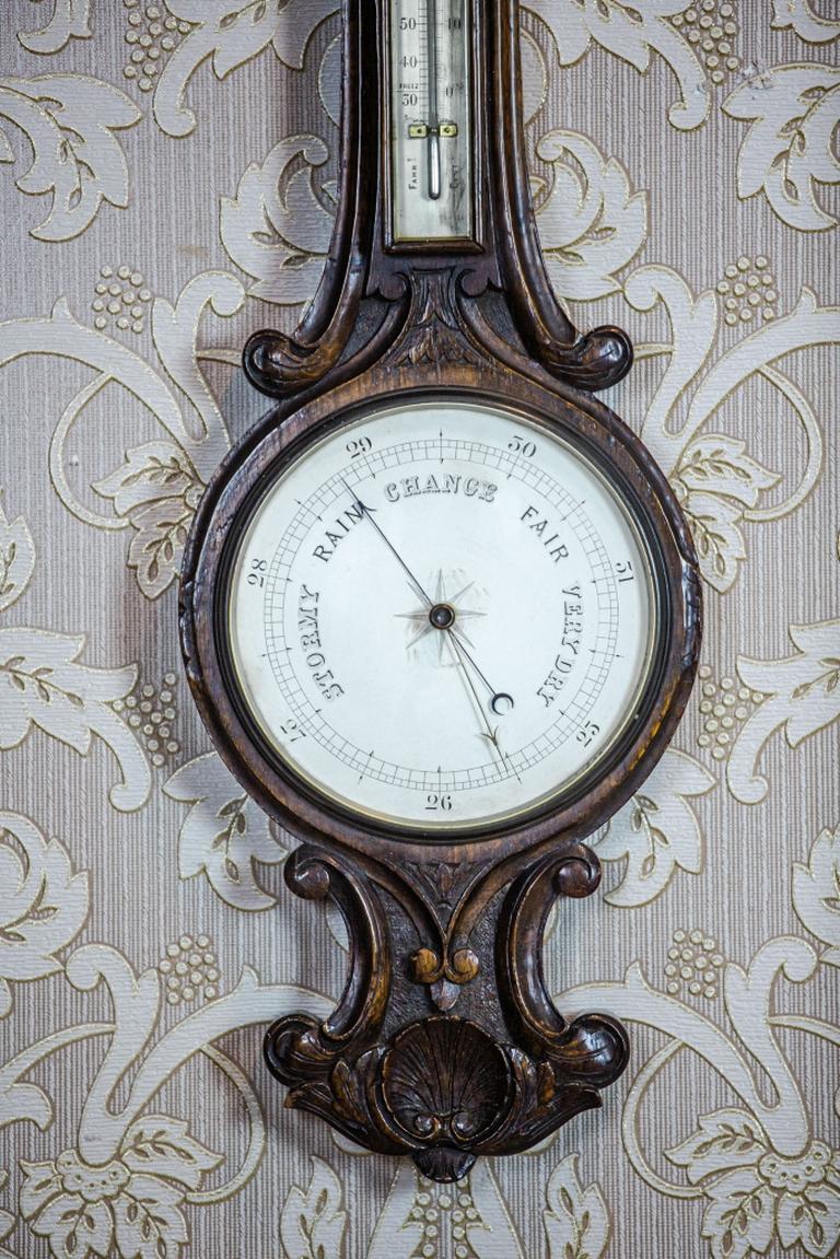 Rococo Revival 19th Century Mercury Barometer-Weather Station