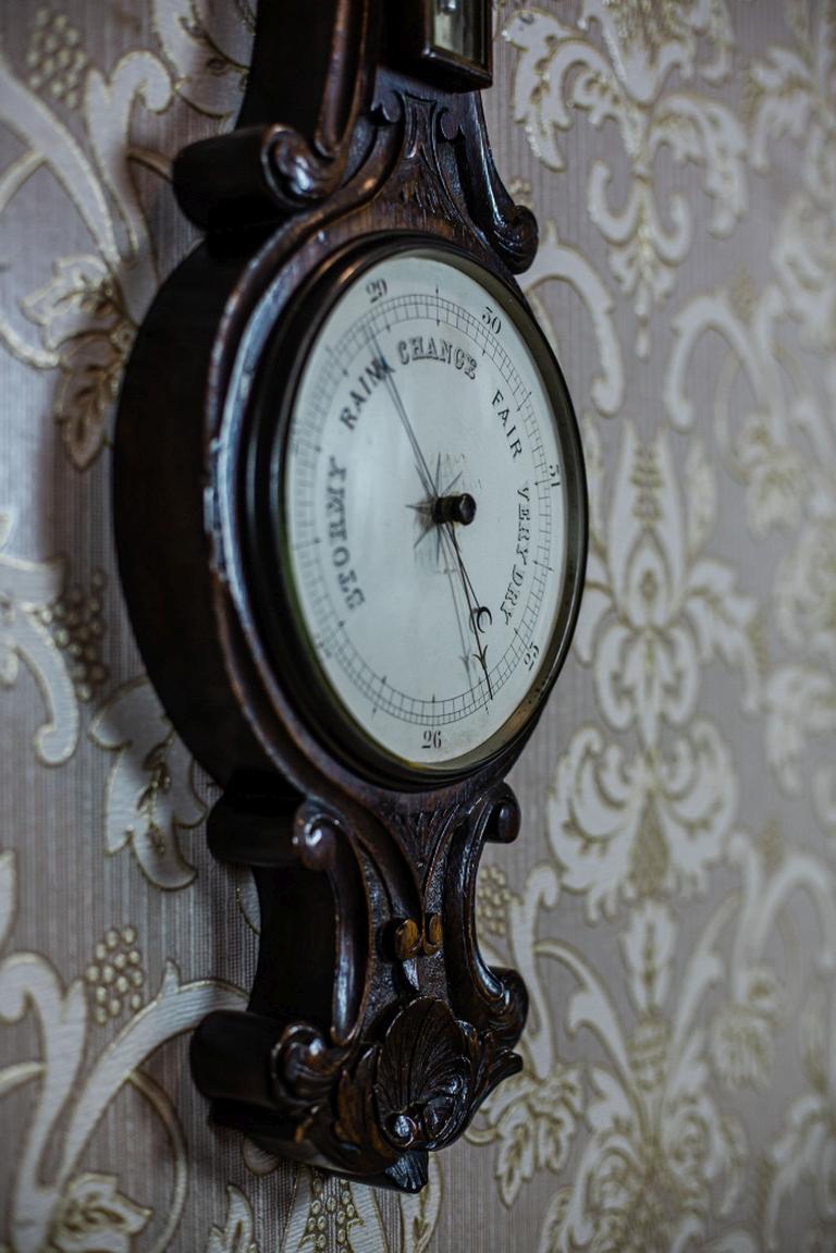19th Century Mercury Barometer-Weather Station In Good Condition In Opole, PL