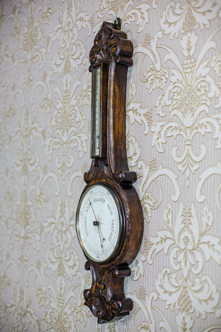 Oak 19th Century Mercury Barometer-Weather Station