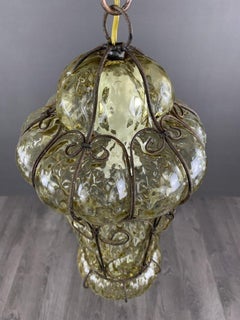 19th Century Metal And Murano Glass Lantern Pendant