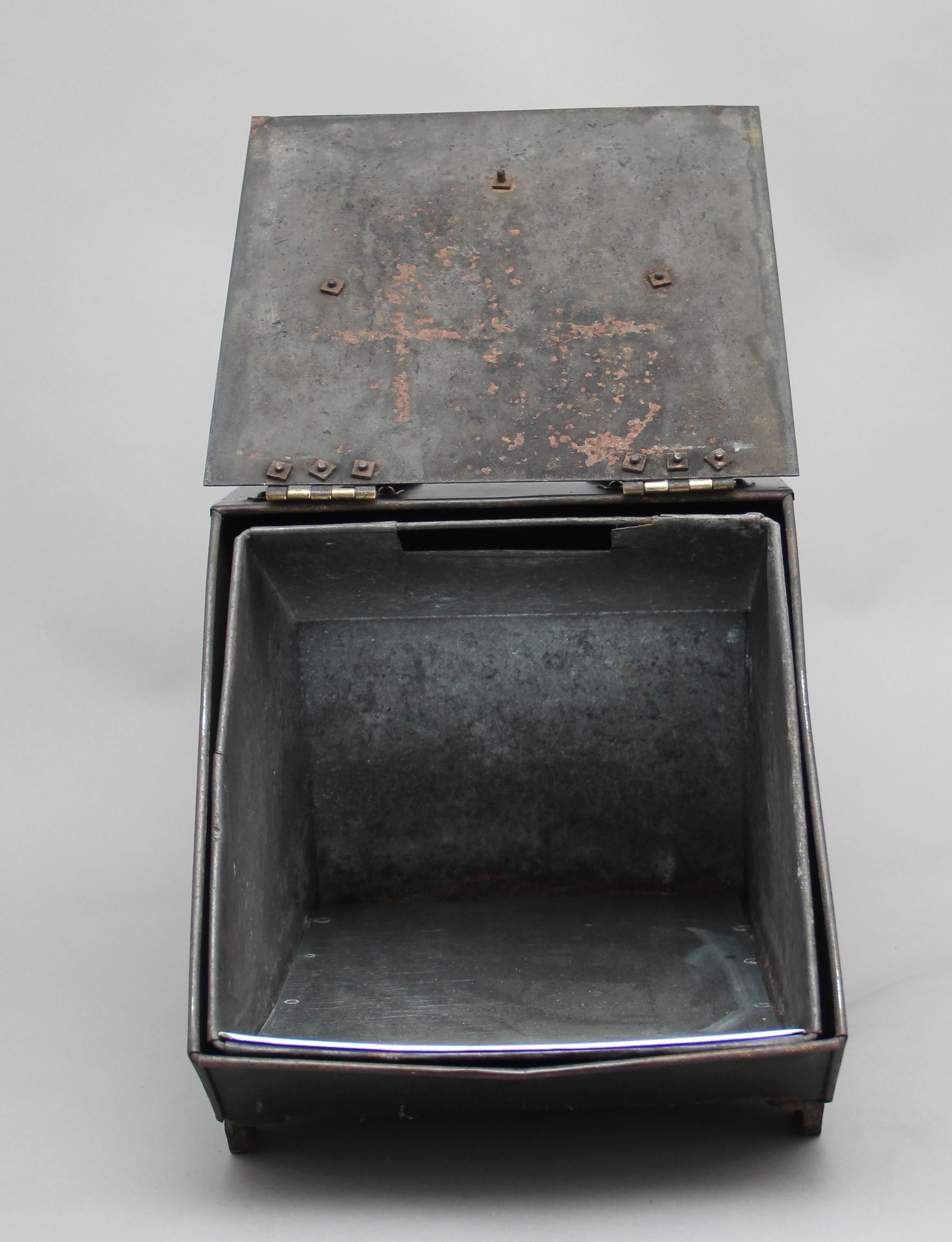 British 19th Century Metal and Painted Coal Box For Sale