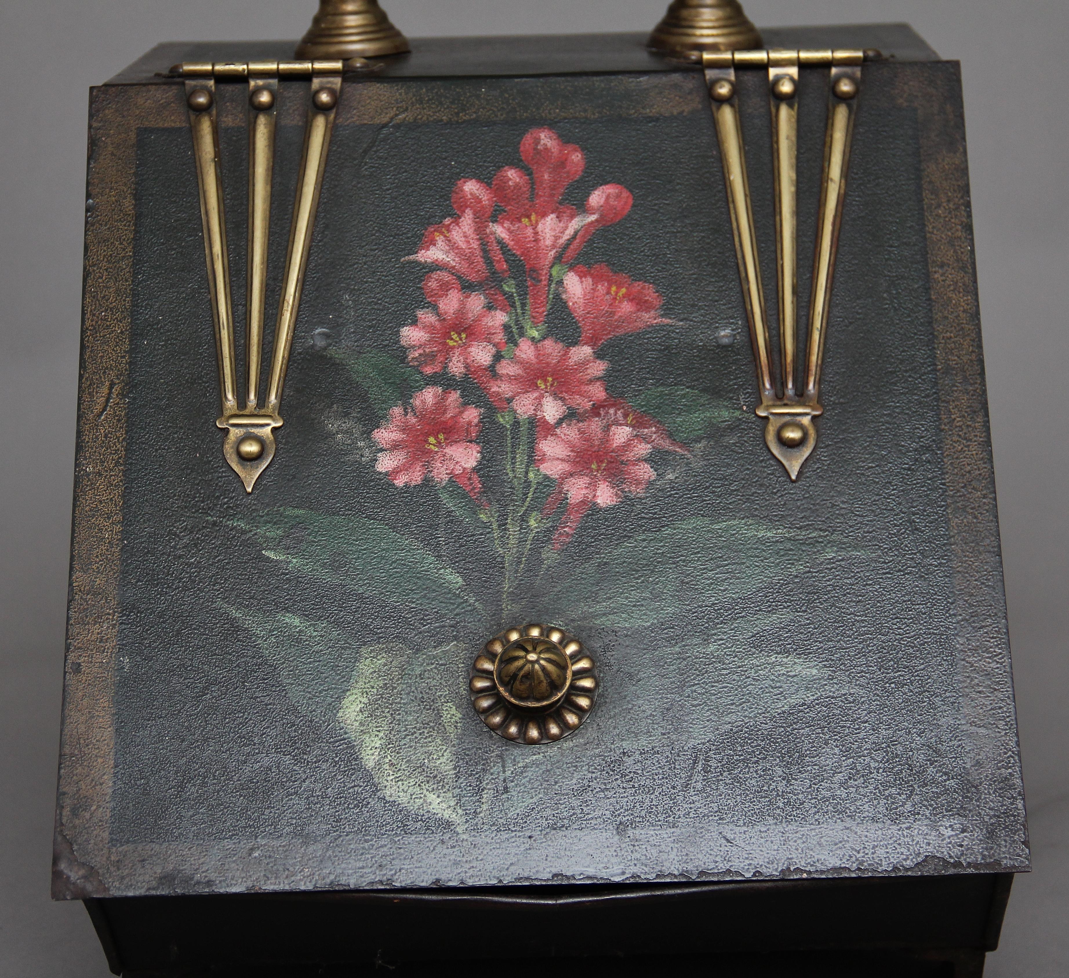 Mid-19th Century 19th Century Metal and Painted Coal Box For Sale