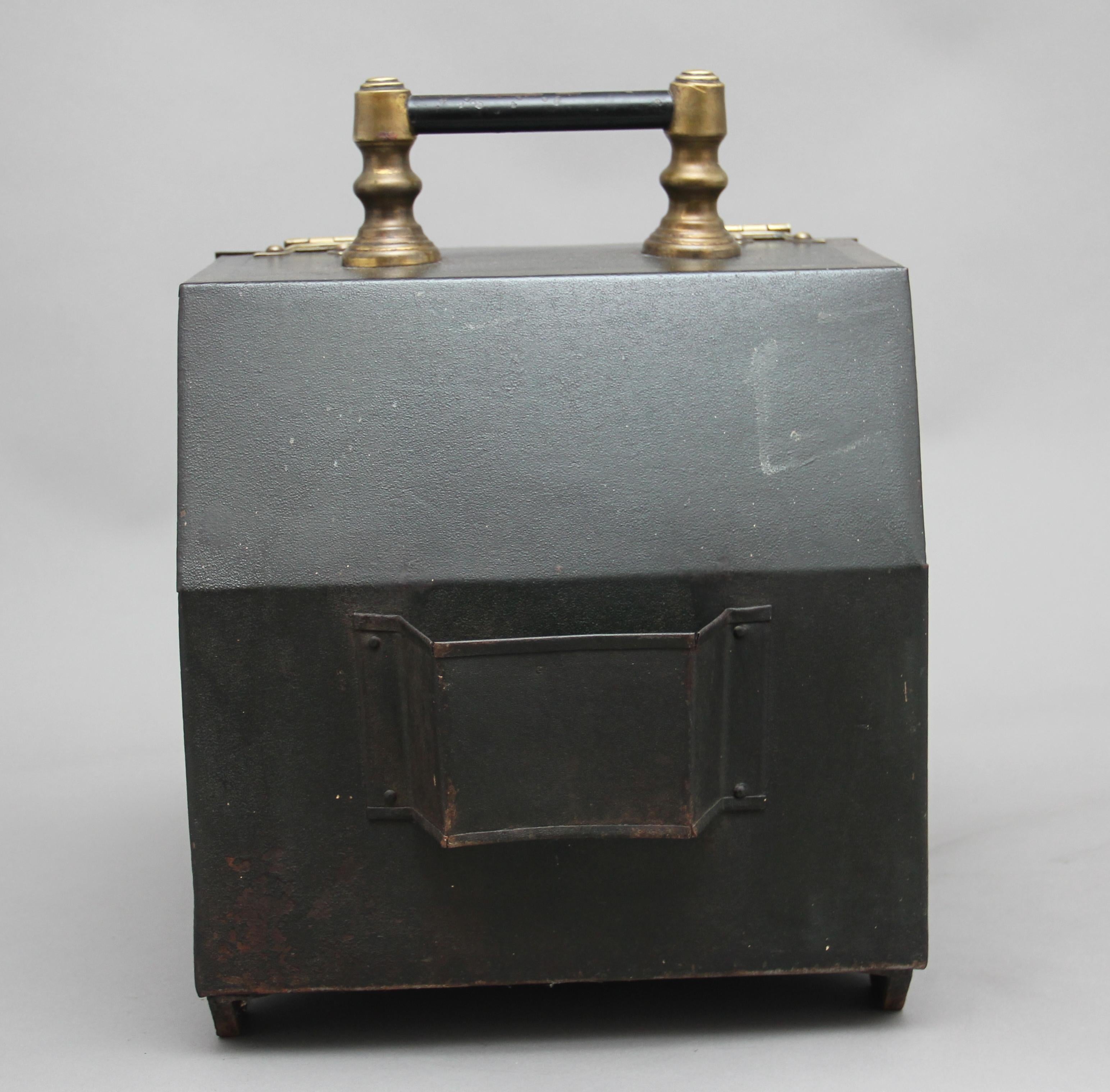19th Century Metal and Painted Coal Box For Sale 2