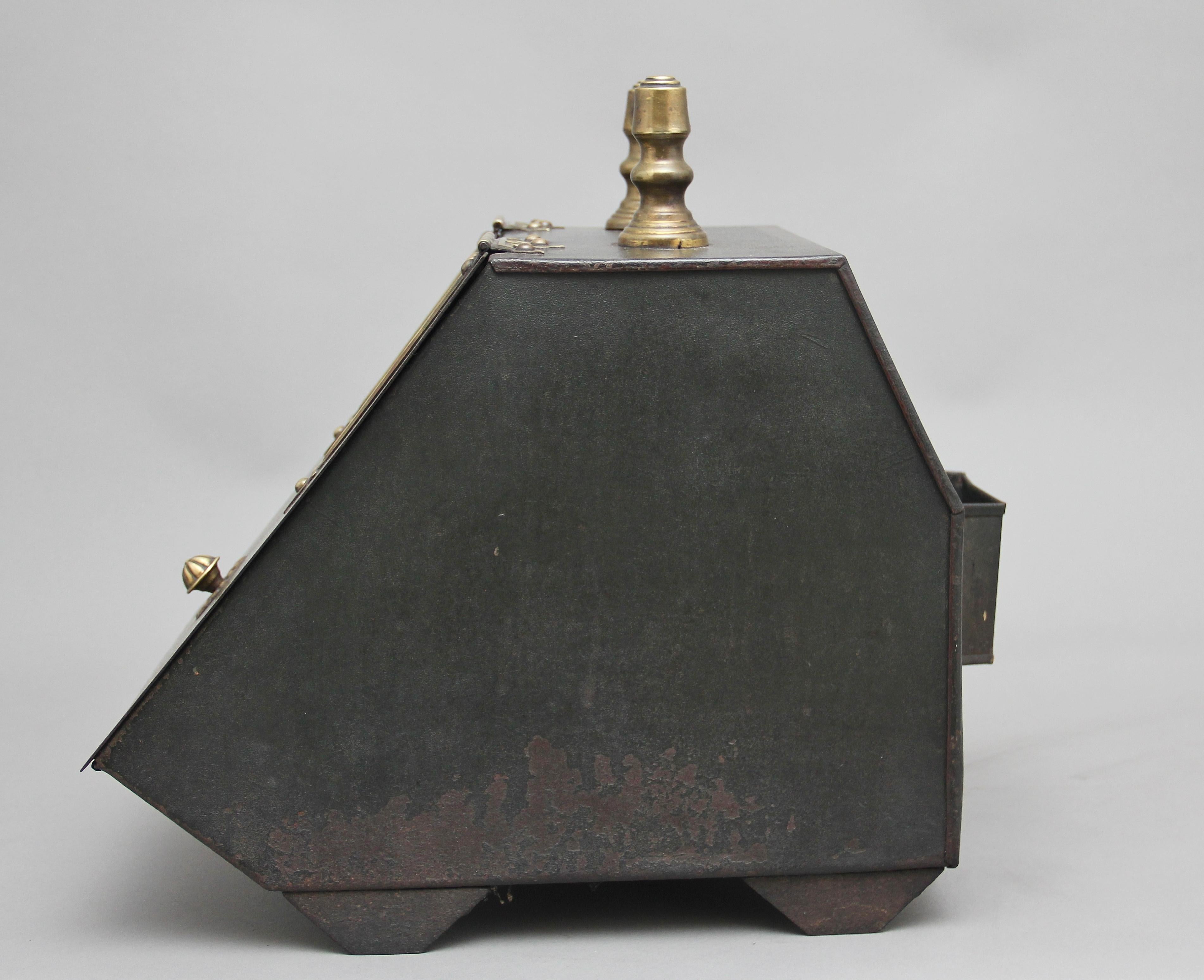 19th Century Metal and Painted Coal Box For Sale 3