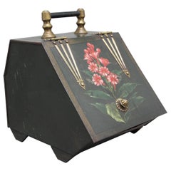 Antique 19th Century Metal and Painted Coal Box