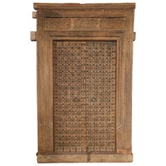 19th Century Metal Studded and Precisely Carved Ageless Fortress Entry Door