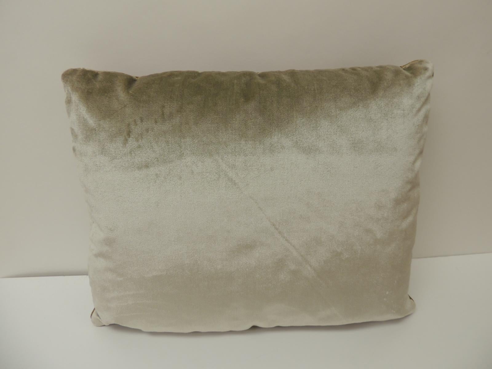 Italian 19th Century Metallic Threads Embroidery Lumbar Decorative Pillow