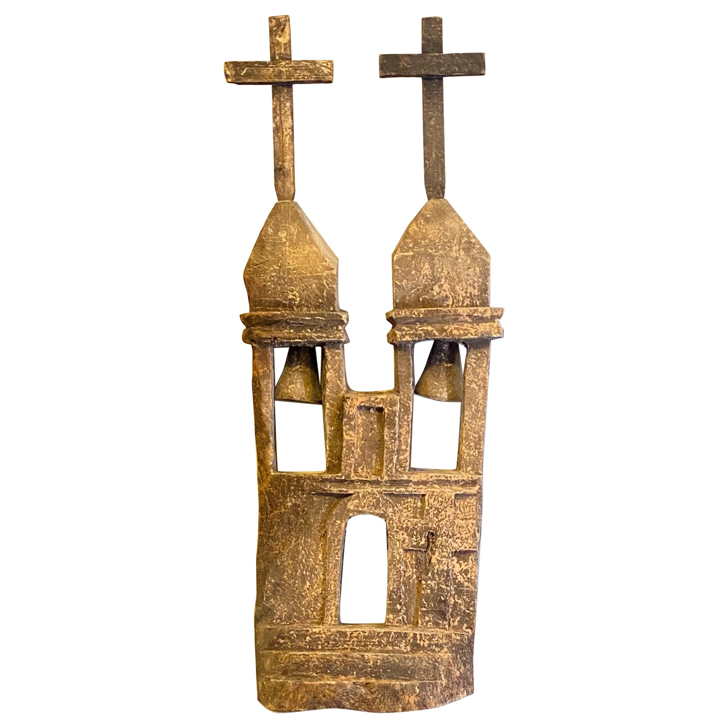 19th Century Mexican Folk Art Carved Wood Church Sculpture