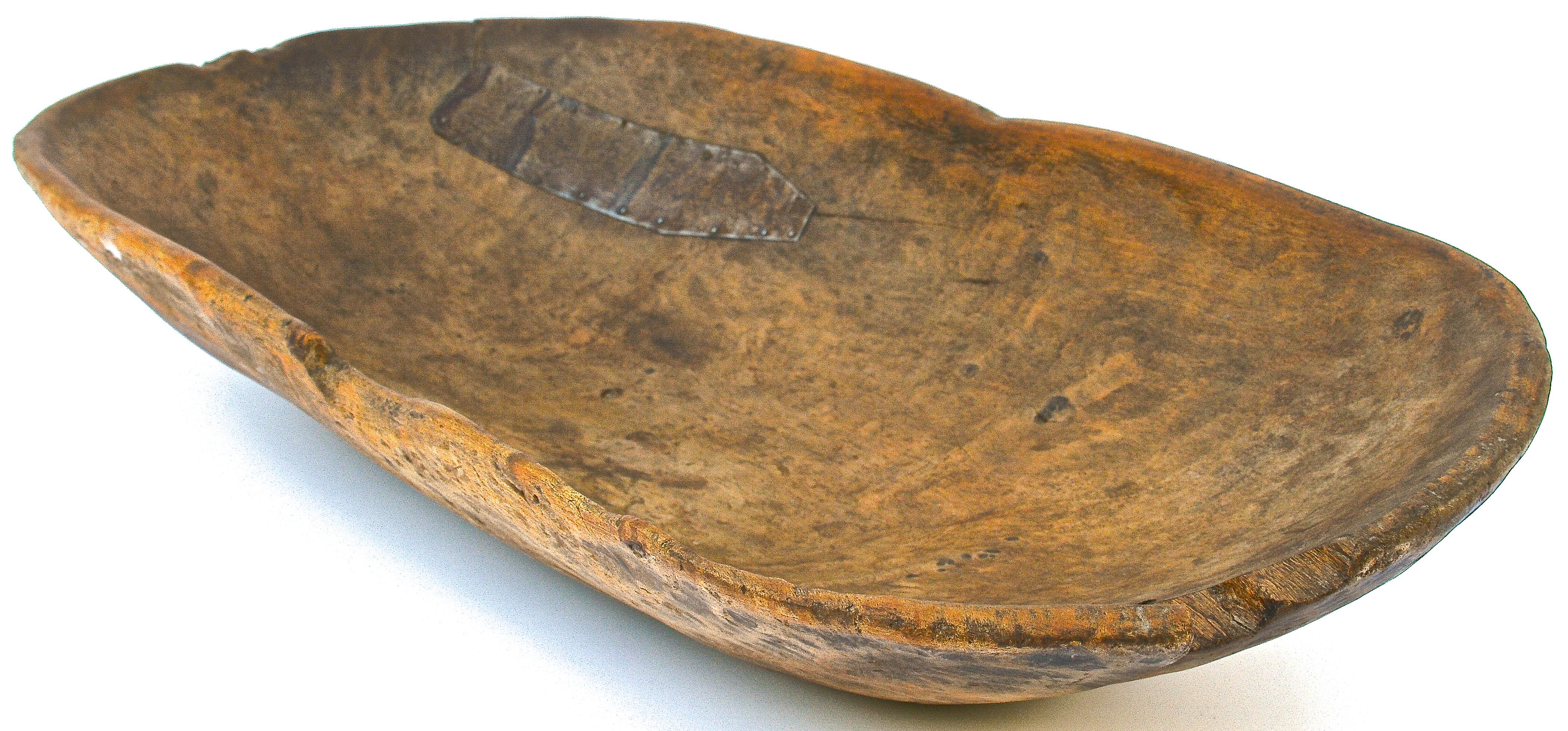 Rustic 19th Century Mexican Hand Carved Sabino Wood Bowl For Sale