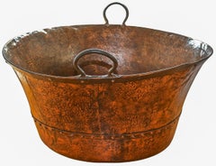 19th Century Antique Mexican Hand Hammered & Riveted Copper Tub