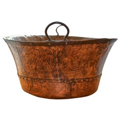 19th Century Antique Mexican Hand Hammered & Riveted Copper Tub