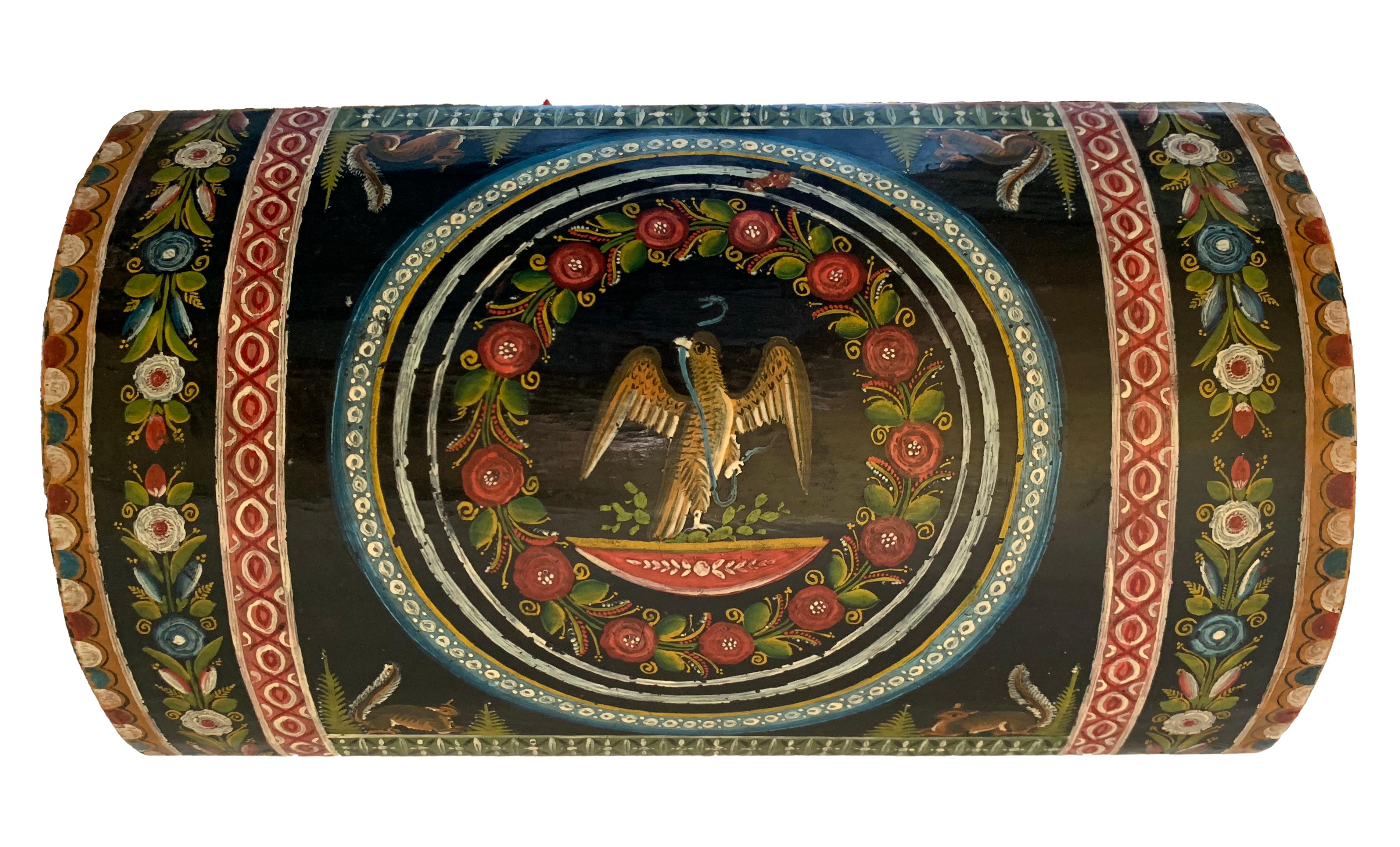 Folk Art 19th Century Mexican Lacquered Box For Sale