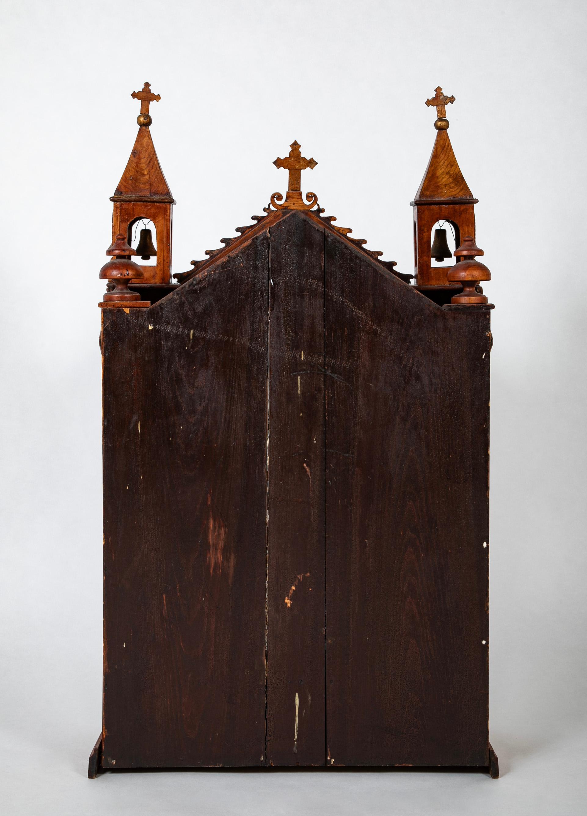 19th Century Spanish Colonial Santos Shrine With Gilt Wood For Sale 6
