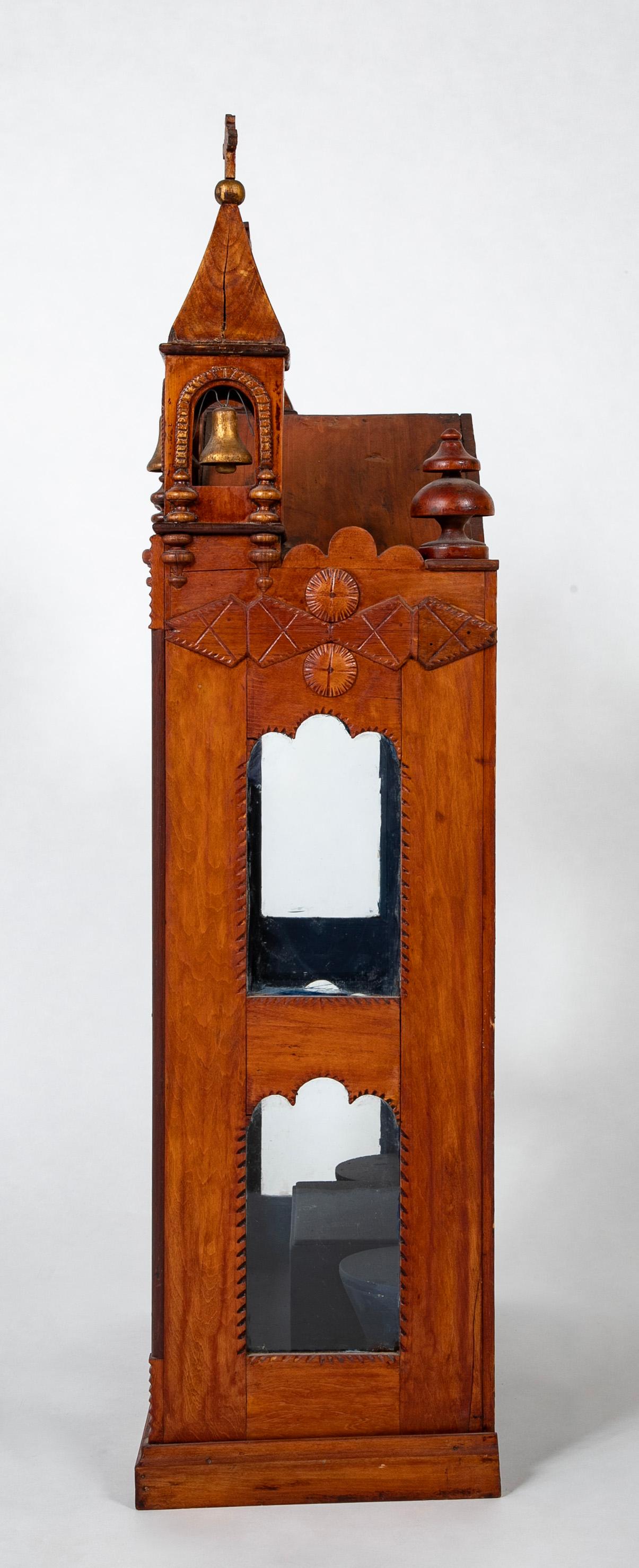 19th Century Spanish Colonial Santos Shrine With Gilt Wood For Sale 4