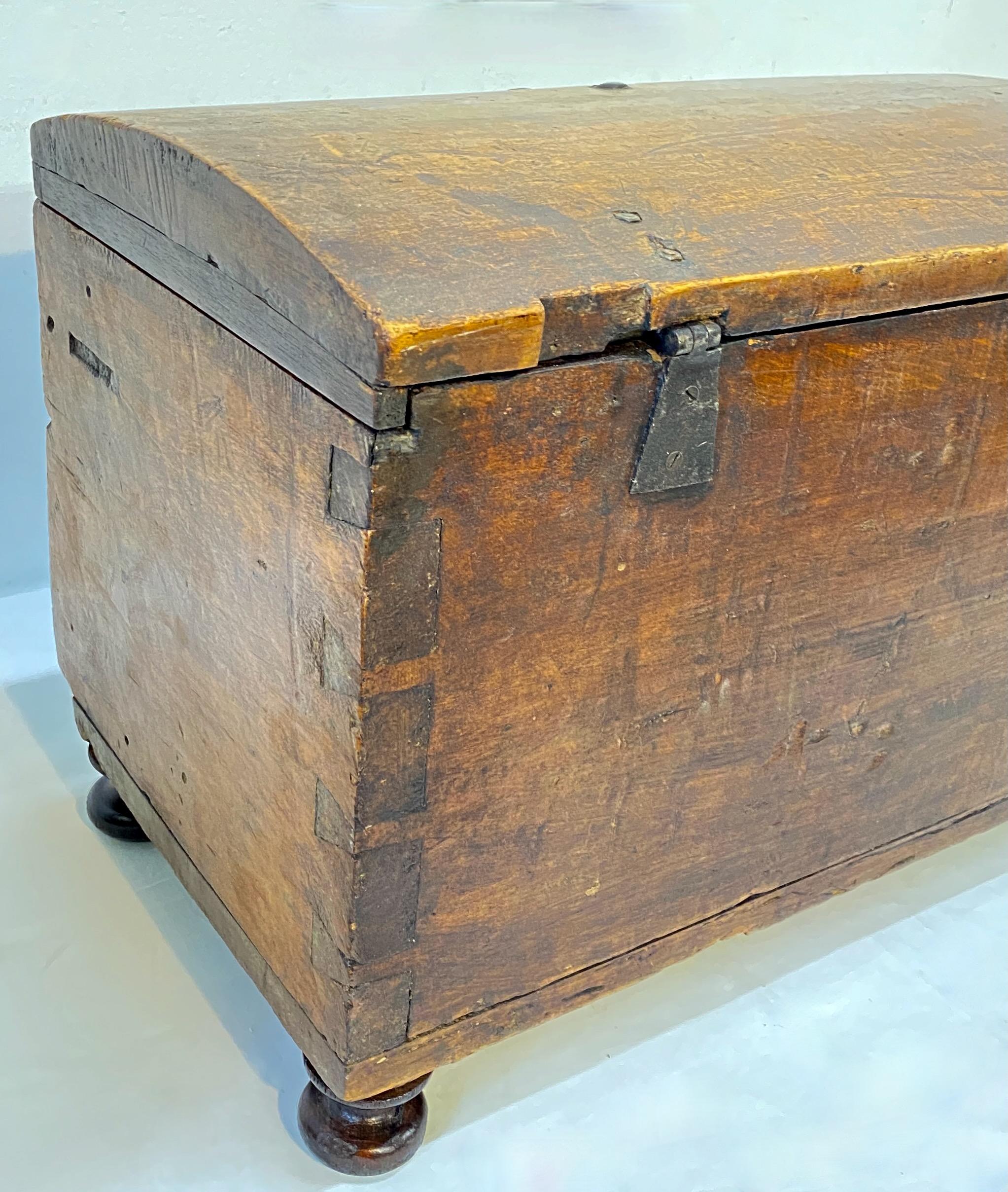 19th Century Mexican Table Top Carved Wood Storage Box 2