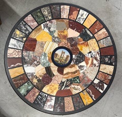 19th Century Micro Mosaic Specimen Marble Table Top with Custom Base