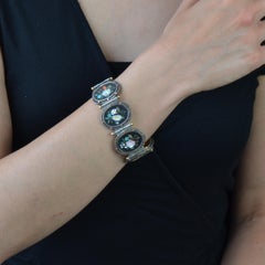 Bracciale in argento con micromosaico del XIX secolo in oro giallo 18 carati