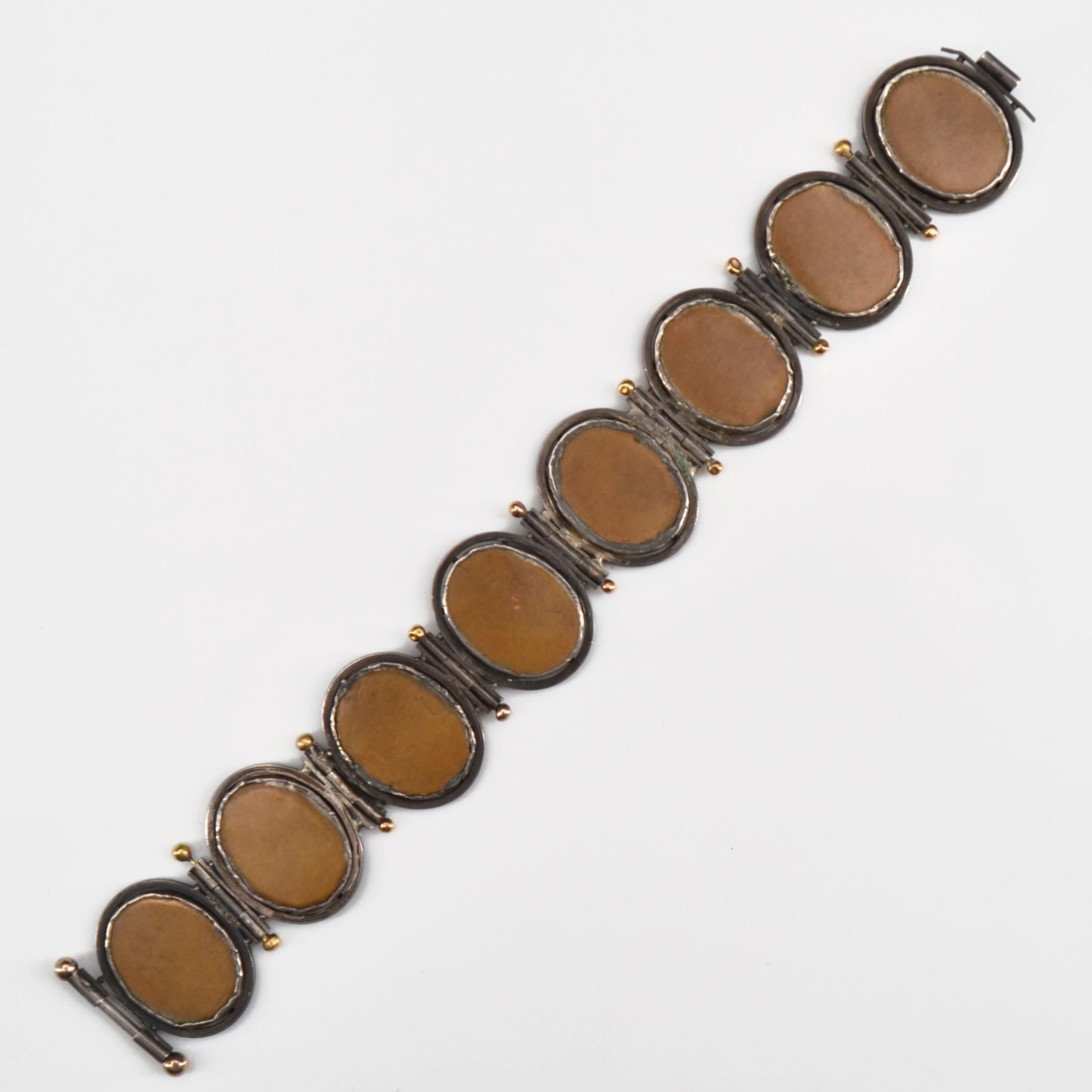 19th Century Micromosaic 18 Karat Yellow Gold Silver Bracelet In Fair Condition For Sale In Poitiers, FR