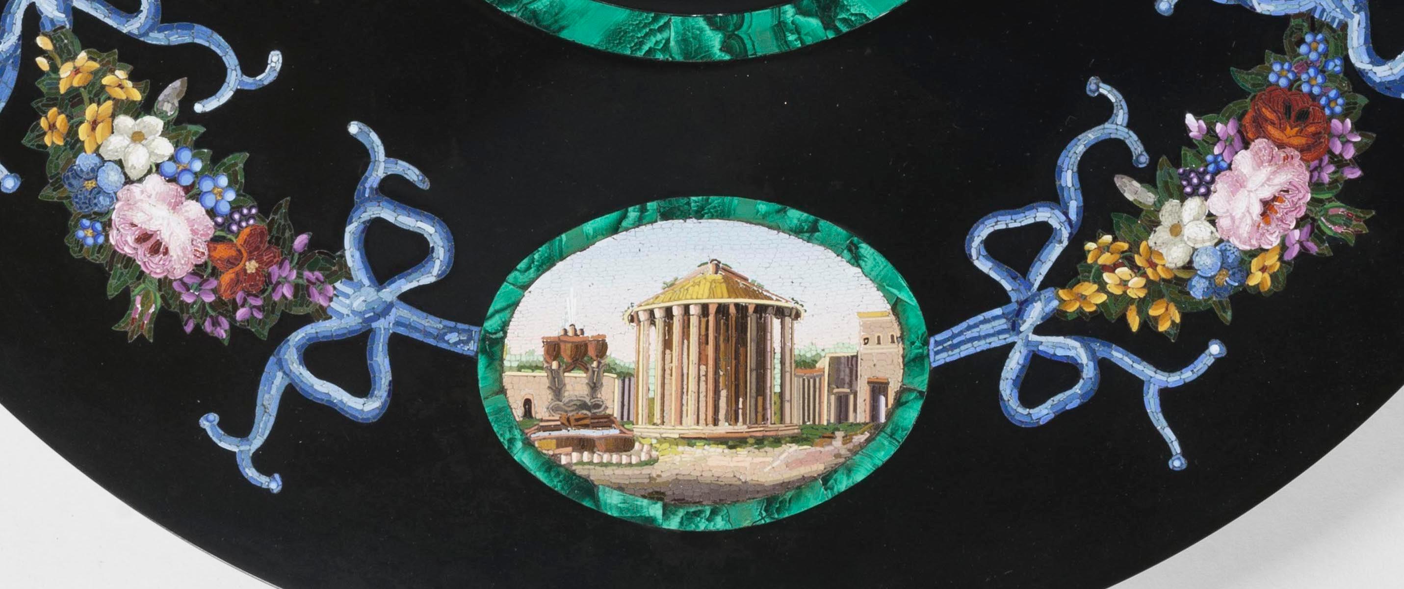 Italian 19th Century Micromosaic Table Top with Views of Rome from the Grand Tour For Sale