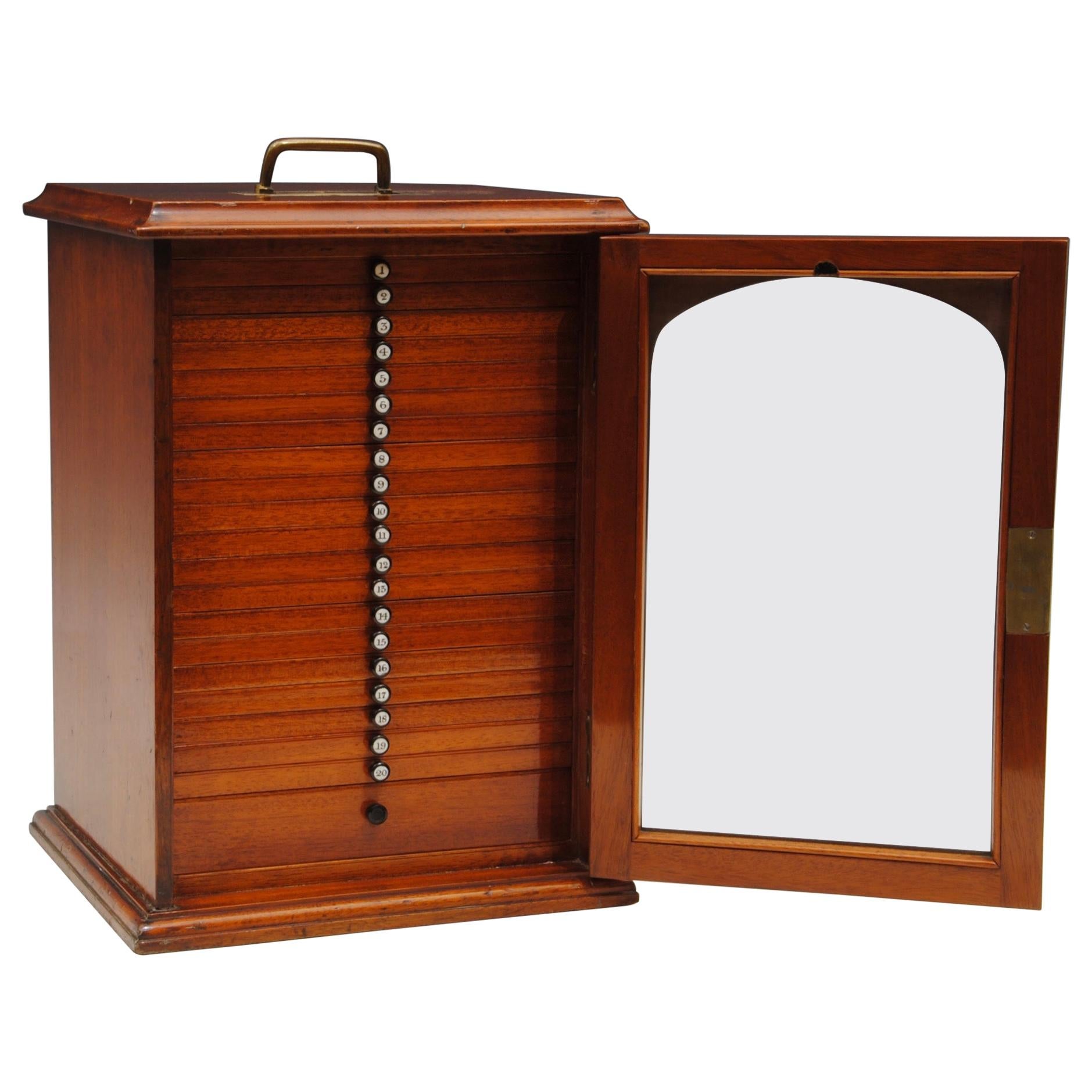 19th Century Microscope Slide Cabinet and 280 Slides For Sale