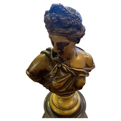 19th Century (Mid) Bronze Bust of Diana Black Marble Base