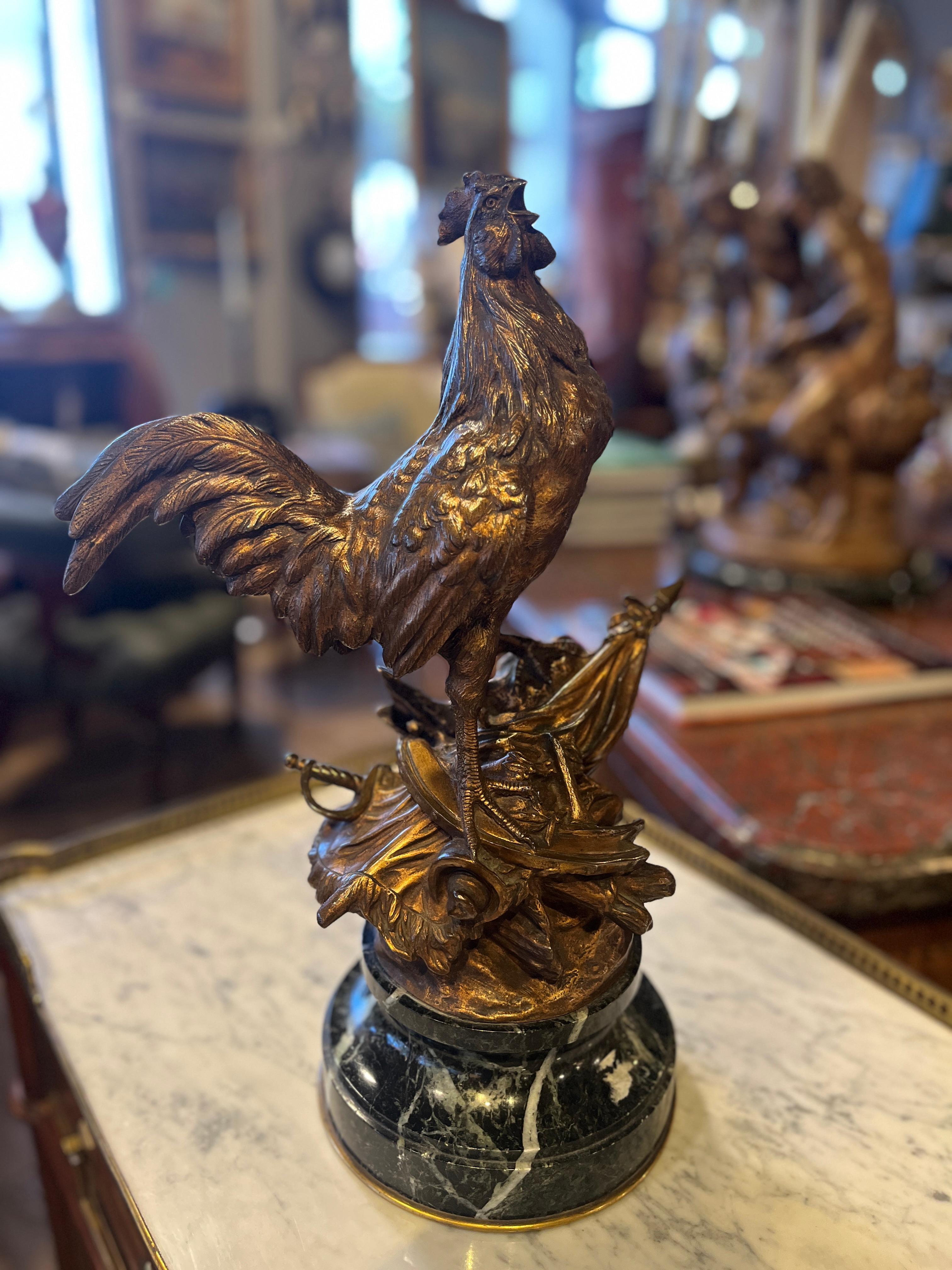 19th Century Bronze Revolutionary Rooster Ornament 
Beautiful piece purchased in France. Age appropriate wear, see detailed photos or message us with questions. 