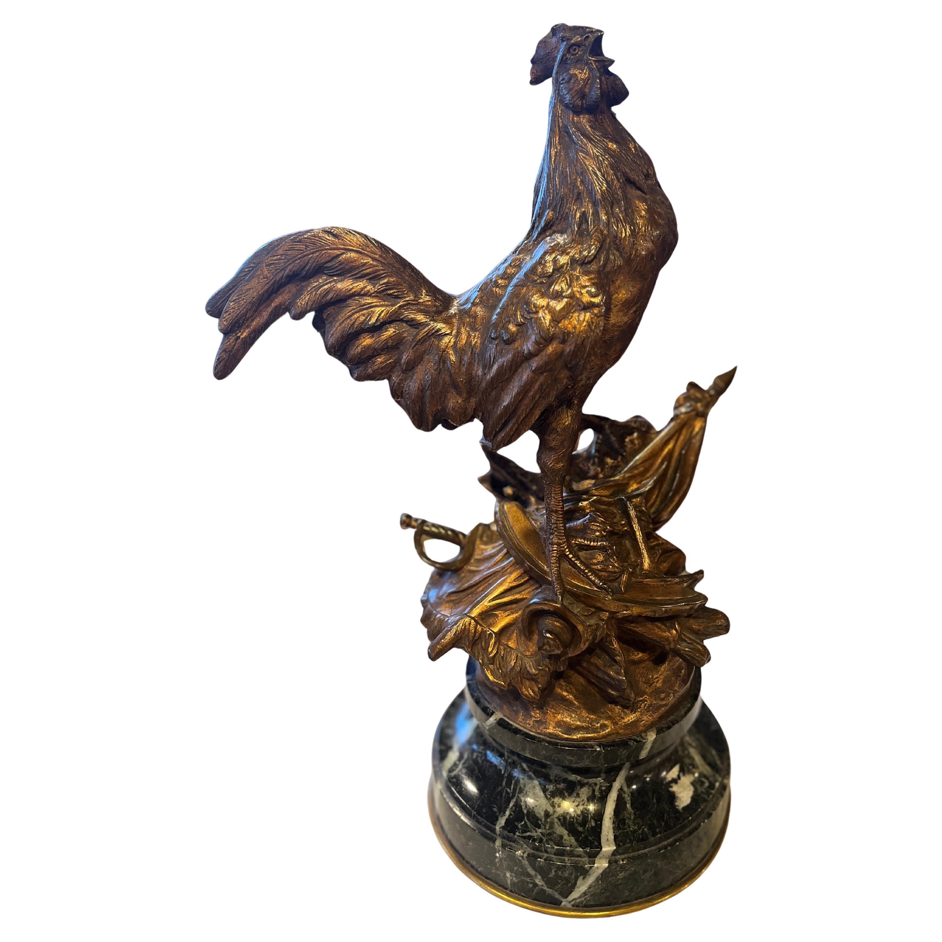 19th Century (Mid) Bronze Revolutionary Rooster Ornament For Sale