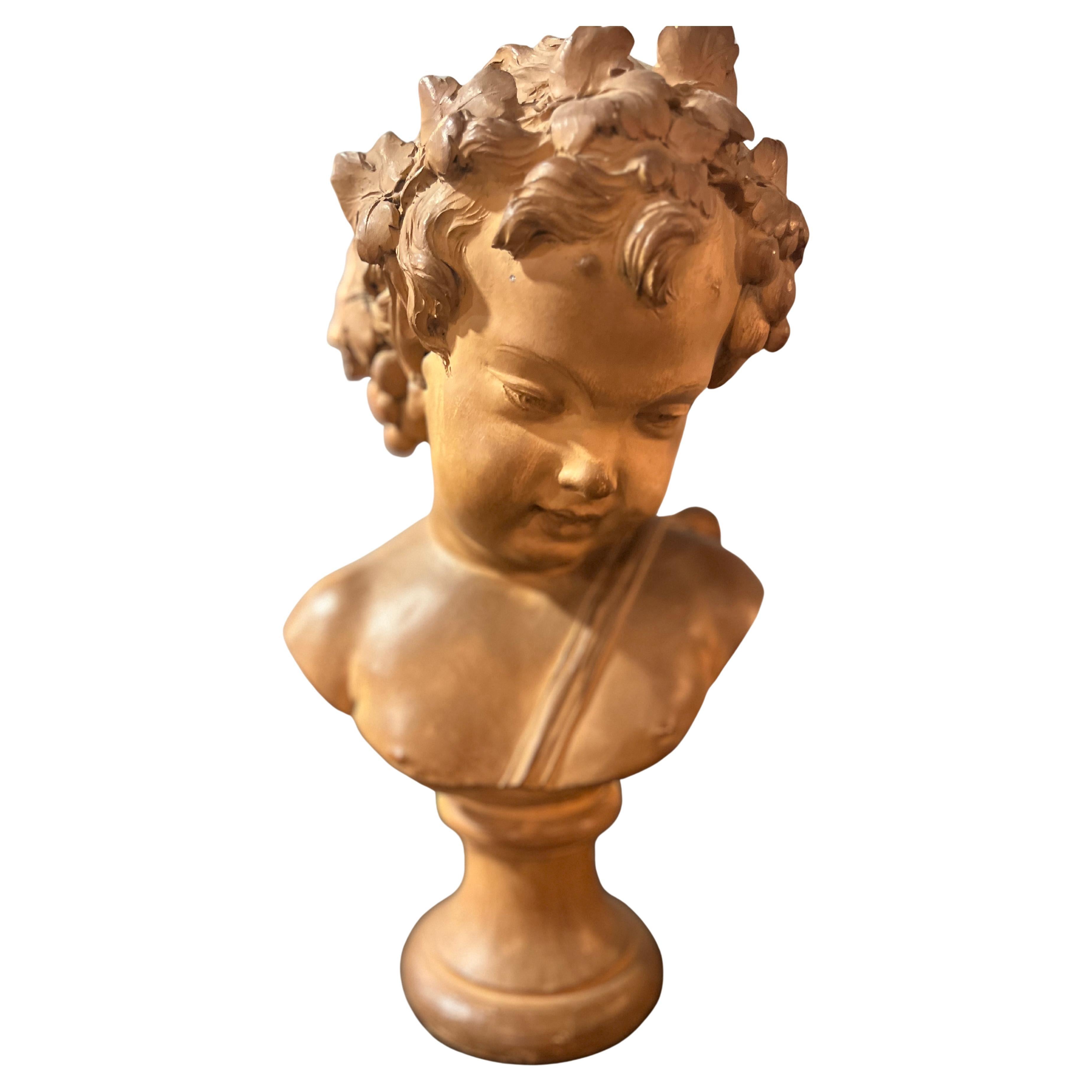 Busto de terracota de Baco del siglo XIX (mediados)