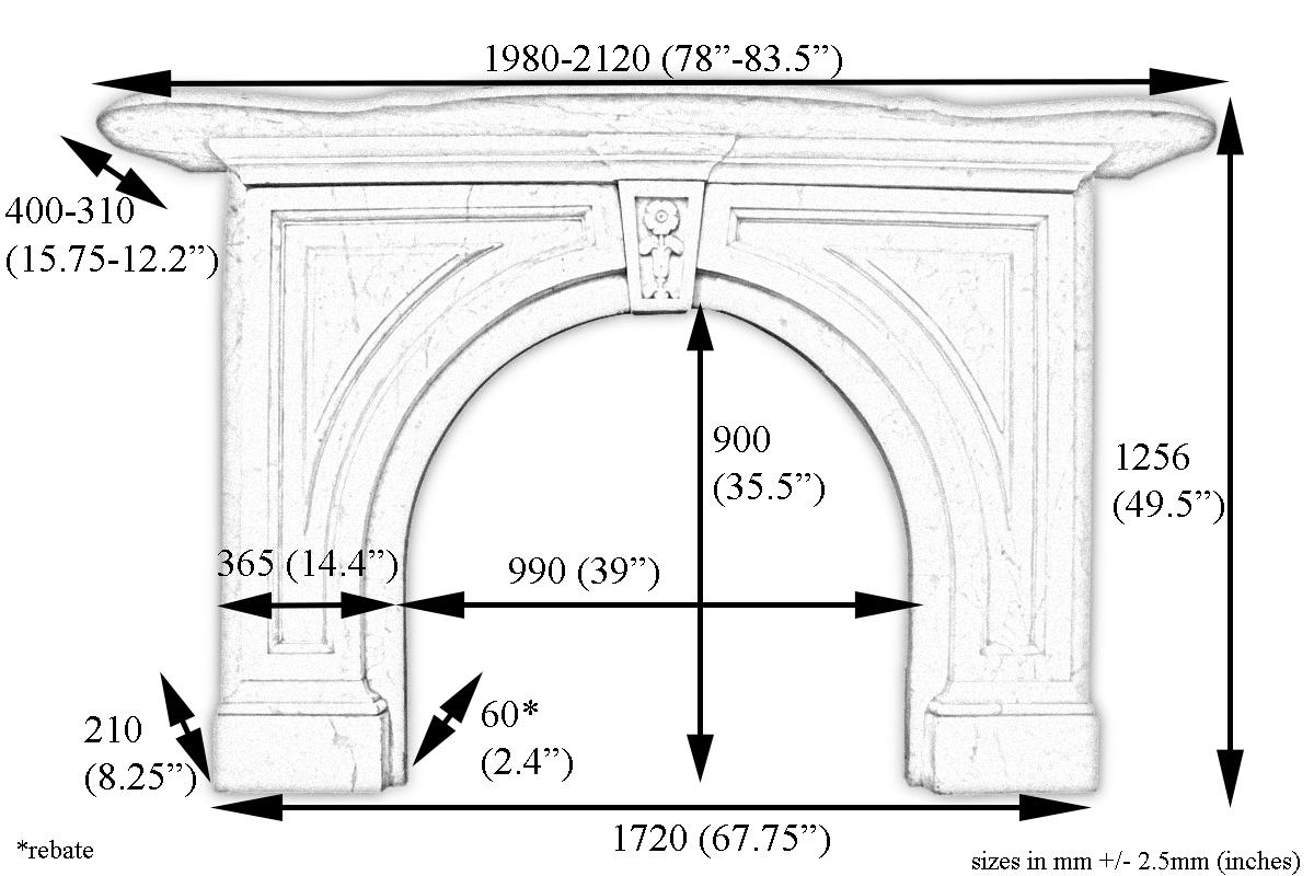 19th Century Mid-Victorian Arched Carrara Marble Fireplace Surround In Good Condition In Manchester, GB