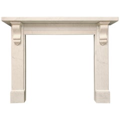 19th Century Mid Victorian Carrara Marble Corbel Fireplace Surround